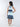 Abstract printed halter neck A-line dress with tie-up belt-Blue/Multi