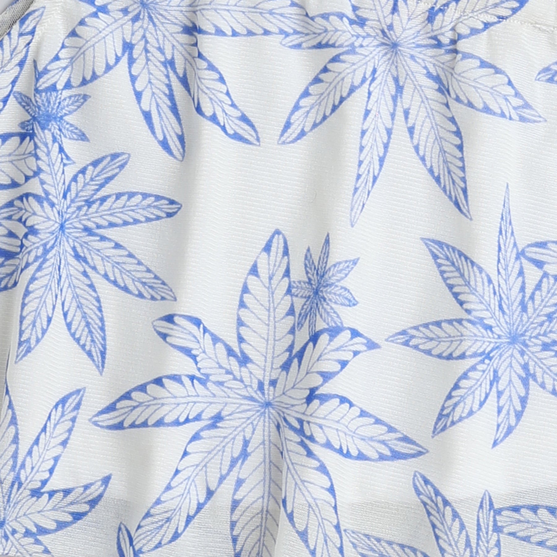 Shop Tropical Printed Asymmetric Neck Aline Crop Top-White/Blue Online