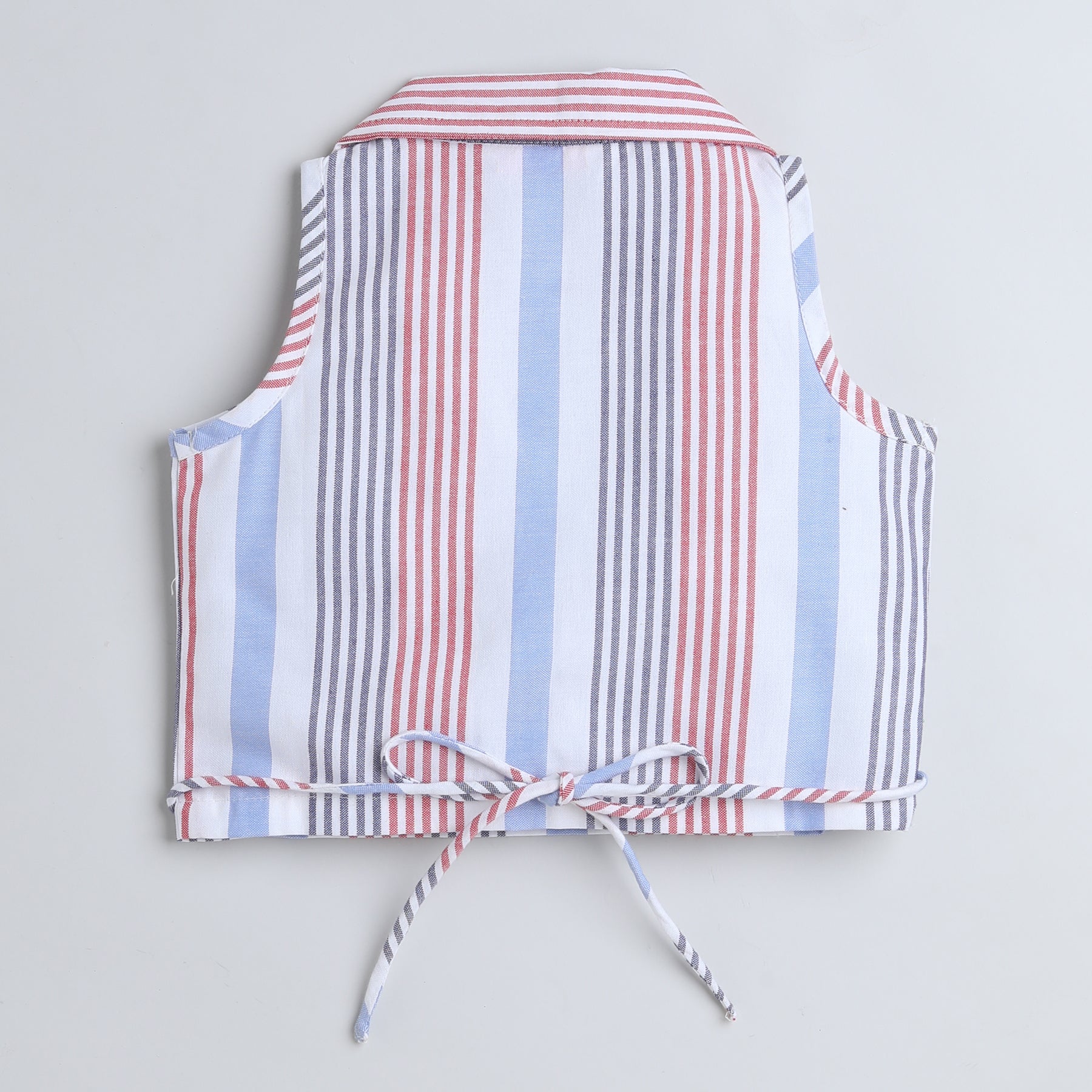 Shop Yarn Dyed Stripes Sleeveless Crop Blazar Top- Multi Online