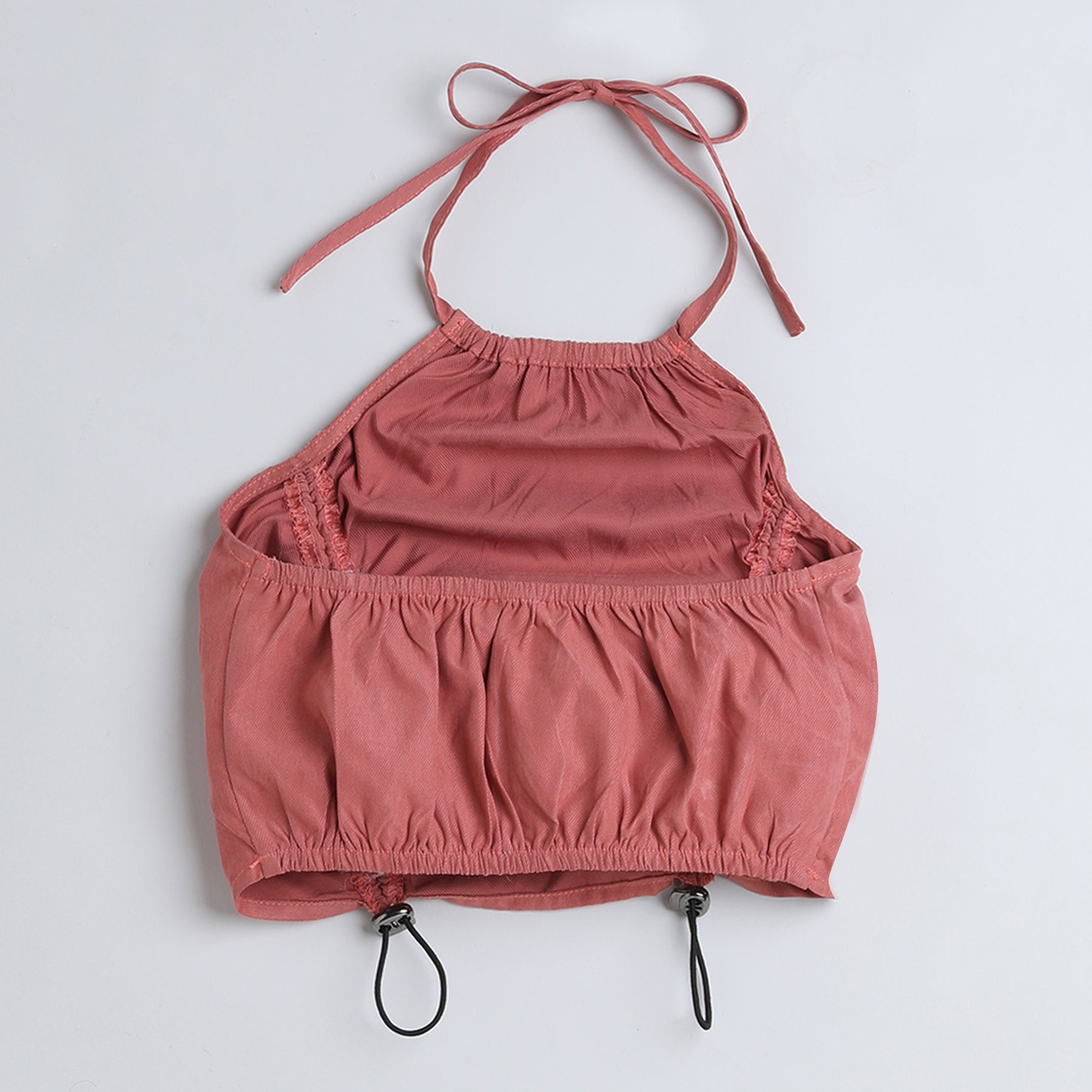 Shop Halter Neck Parachute Top With Matching Bow Pocket Detail Parachute Pant Set-Rust Online