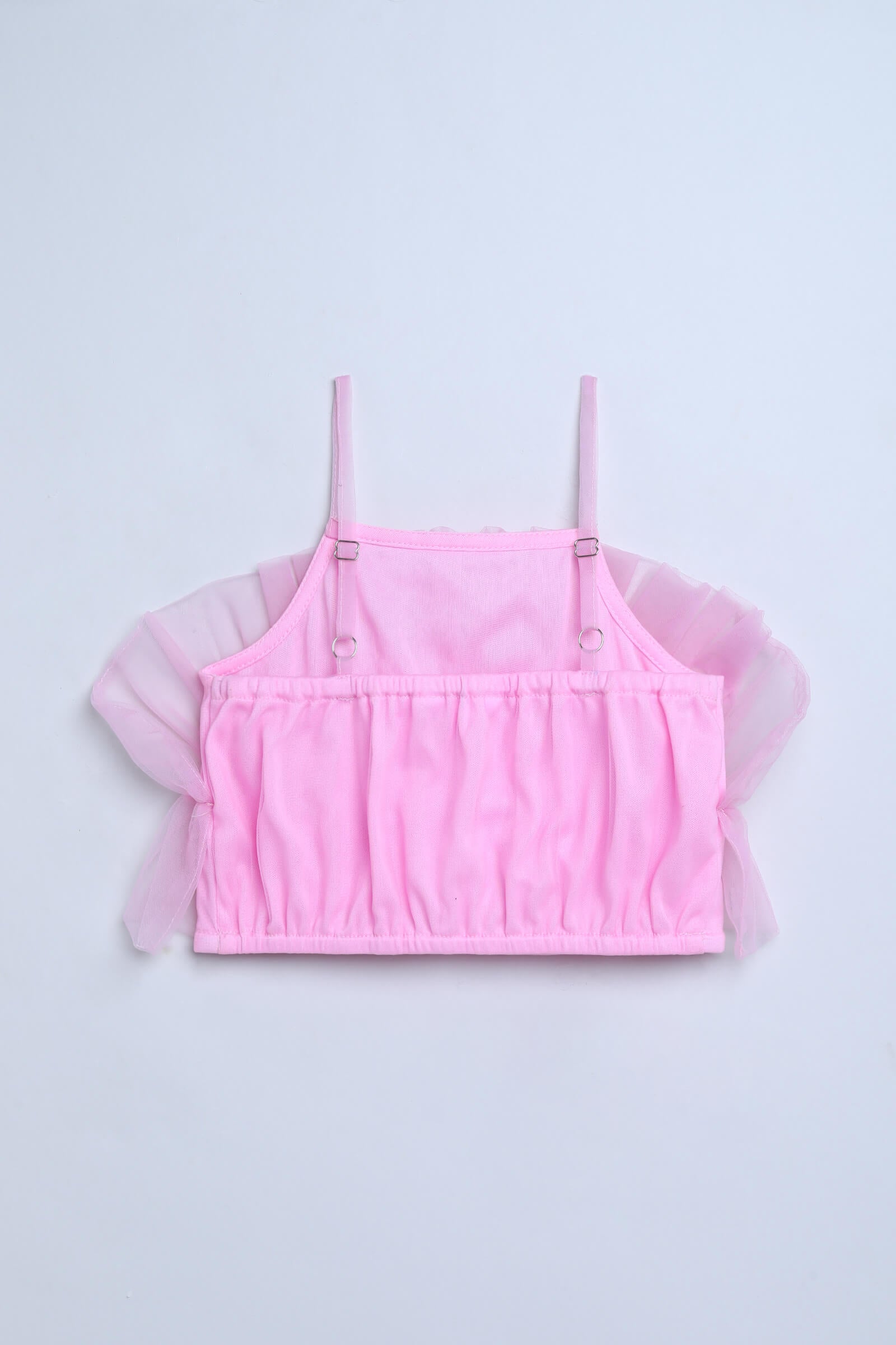 Neat knit sleeveless ruffle detail party crop top-Pink