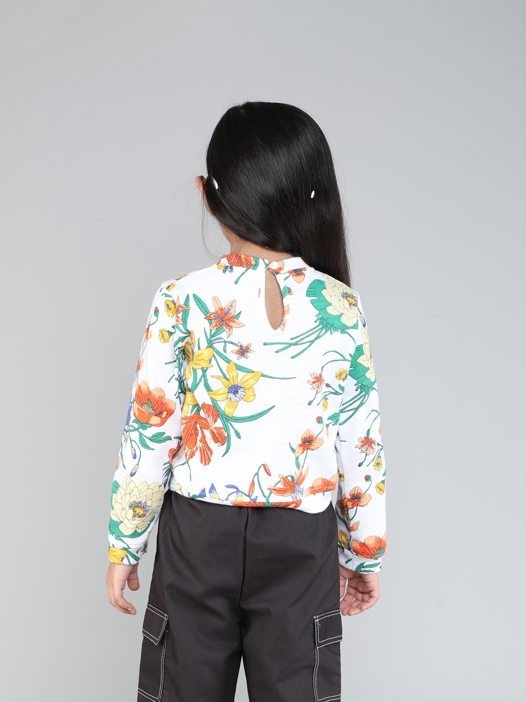 floral printed full sleeves sweatshirt-Multi