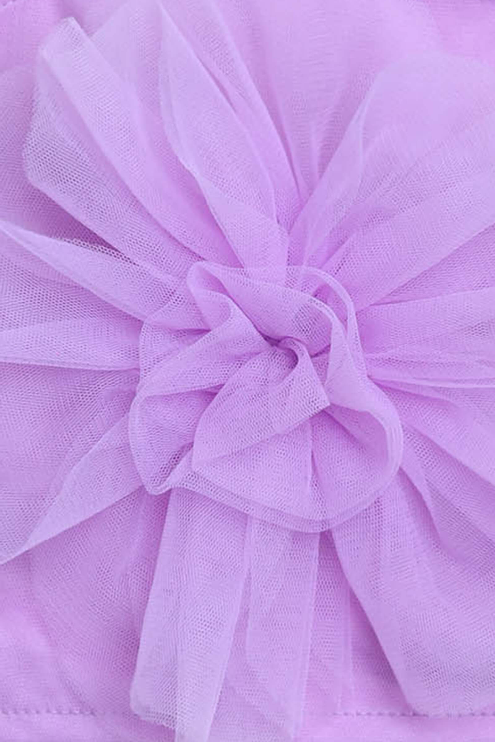 Net knit sleeveless rose applique Party crop top-Lilac