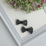 Metalic Gray Lurex Bow Hair Clips