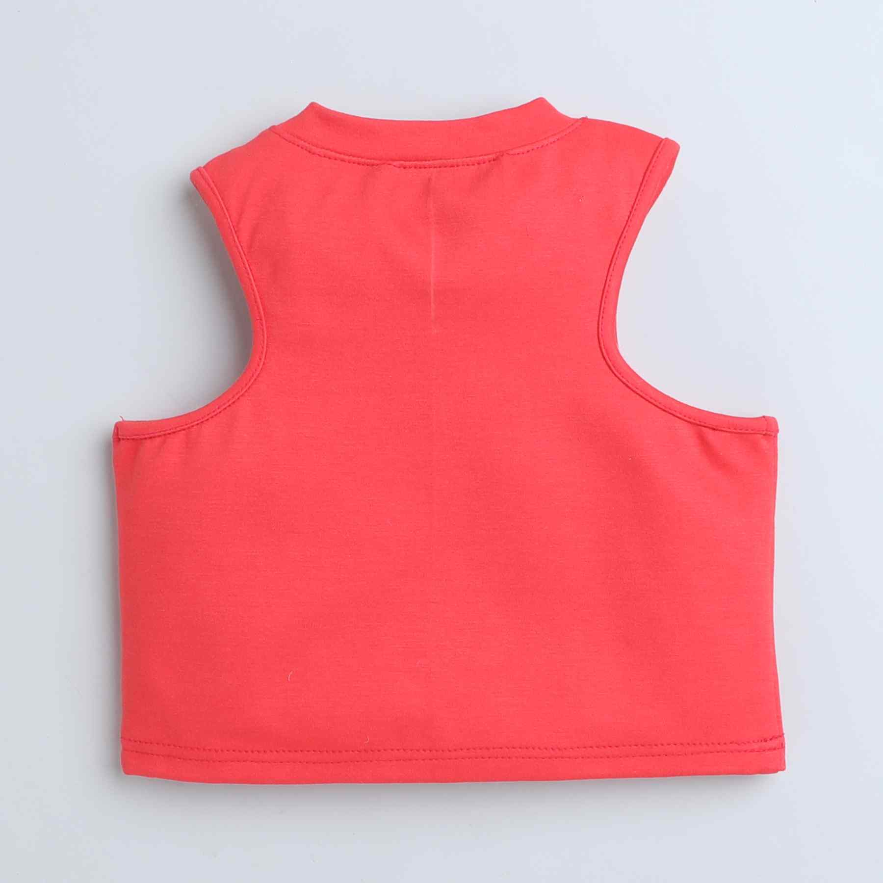 solid sleeveless crop top-Red