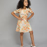 Shop Half Puffed Sleeve Floral Printed A-Line Dress-Multi Online