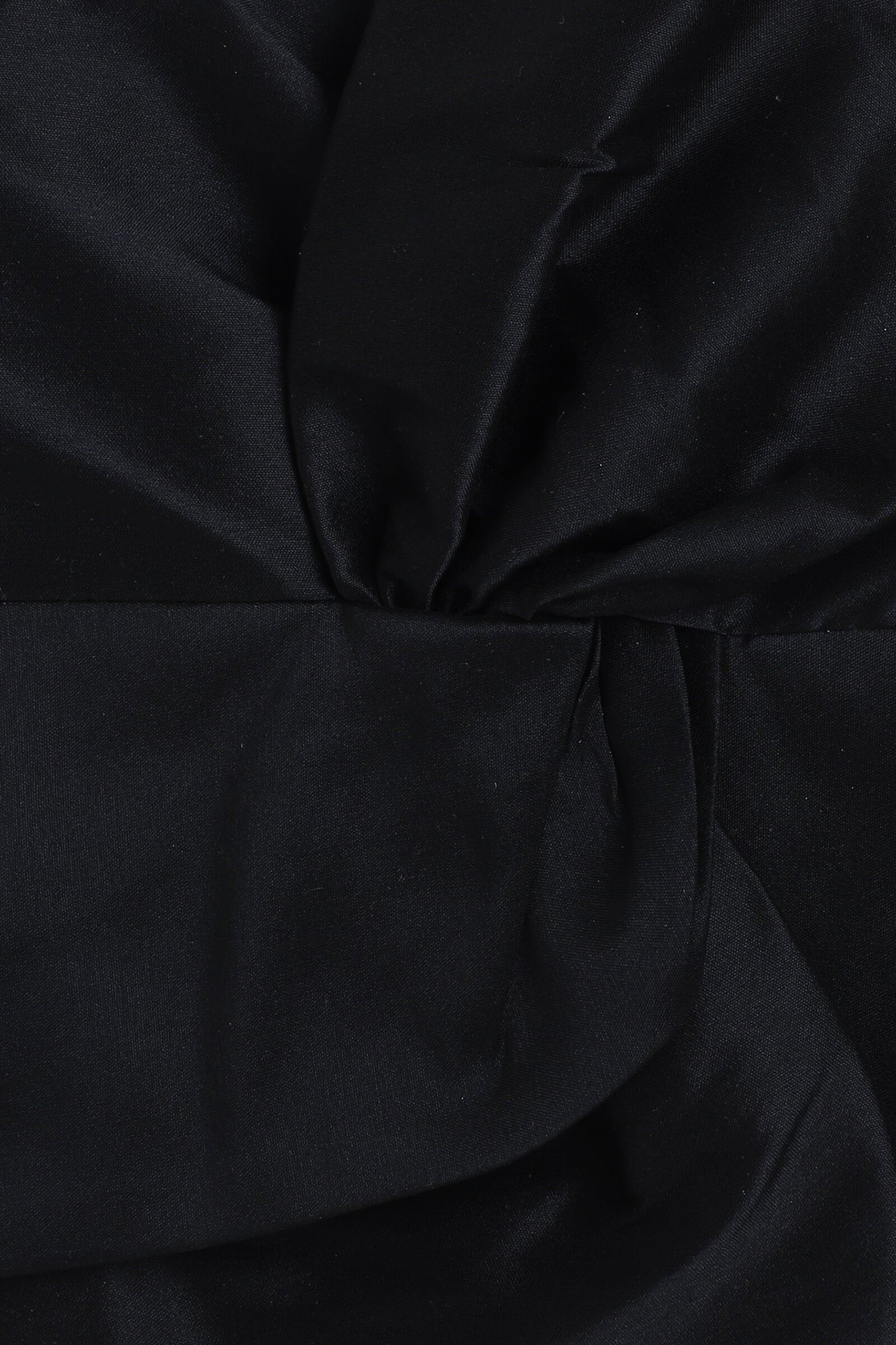 silk woven sleeveless bow detail crop top-Black