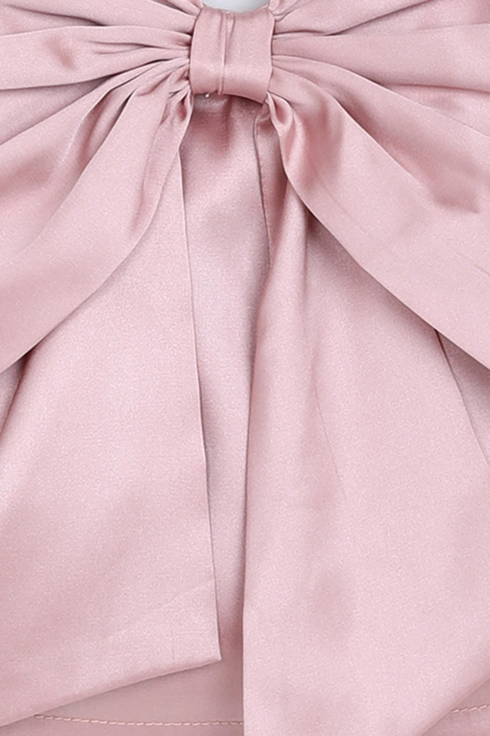 Satin woven sleeveless Bow detailed singlet party crop top-Light Gold