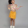 printed top with skirt-Yellow/White