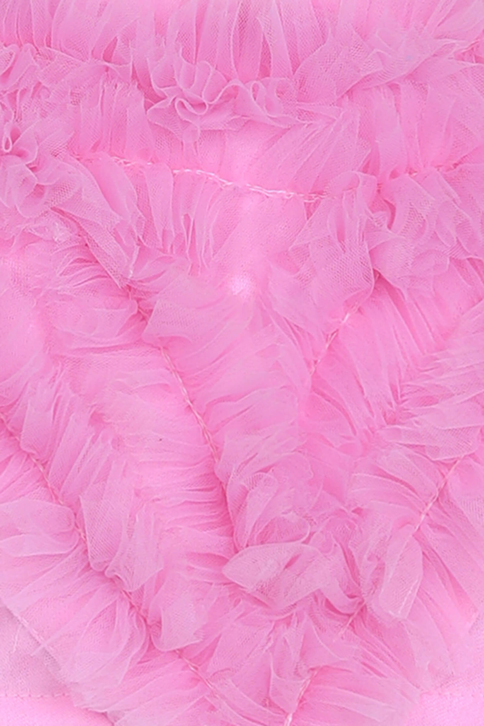 net knit sleeveless heart ruffle applique party crop top-Pink