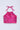 Woven sleeveless Katha stitch printed halter neck crop top- Hot Pink