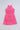 knit sleeveless halter neck fringe dress- Pink