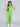 crush texture sleeveless collared zip up crop top and matching bell bottom pant set-Green