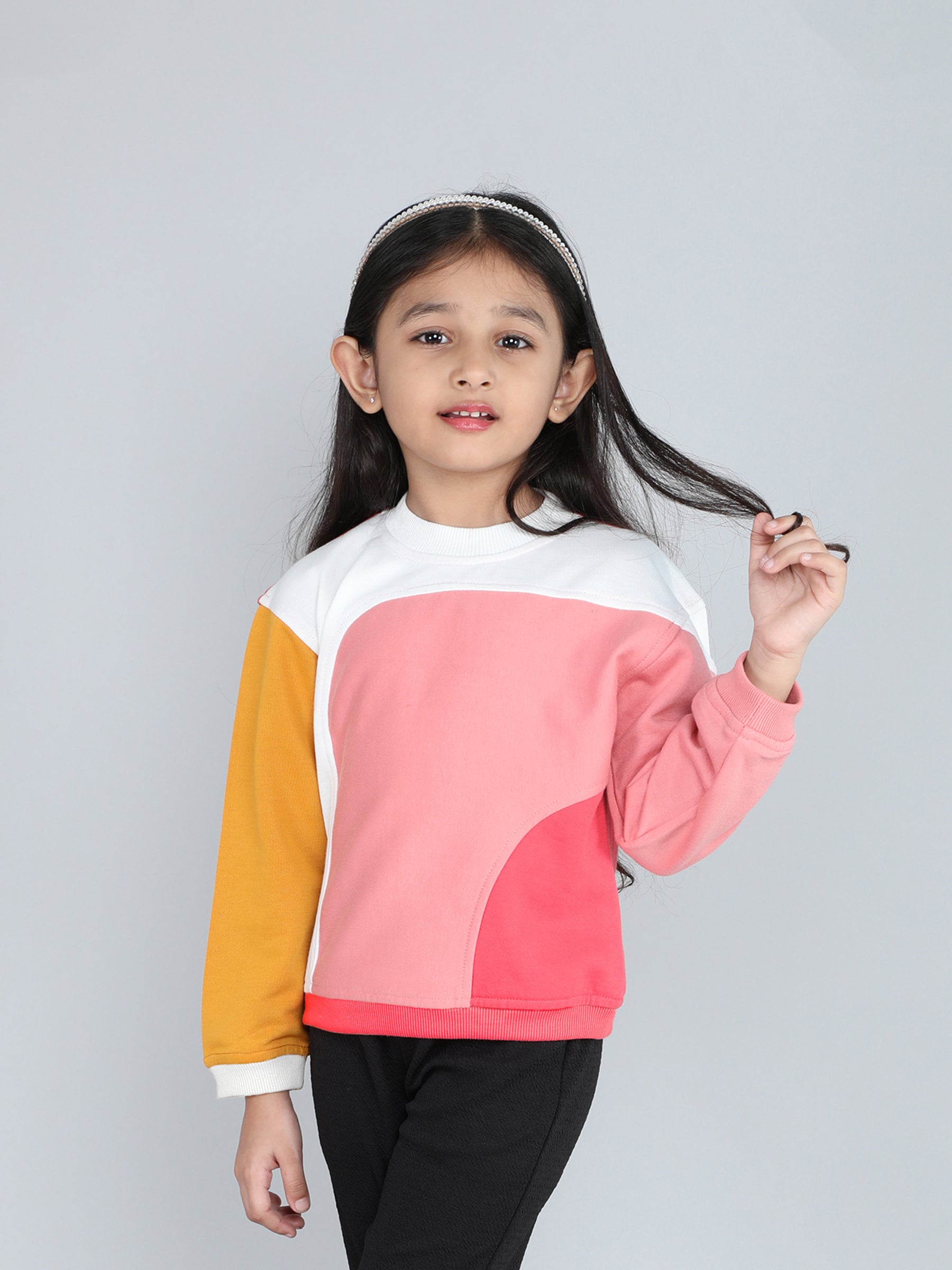 color block full sleeves sweatshirt-Multi