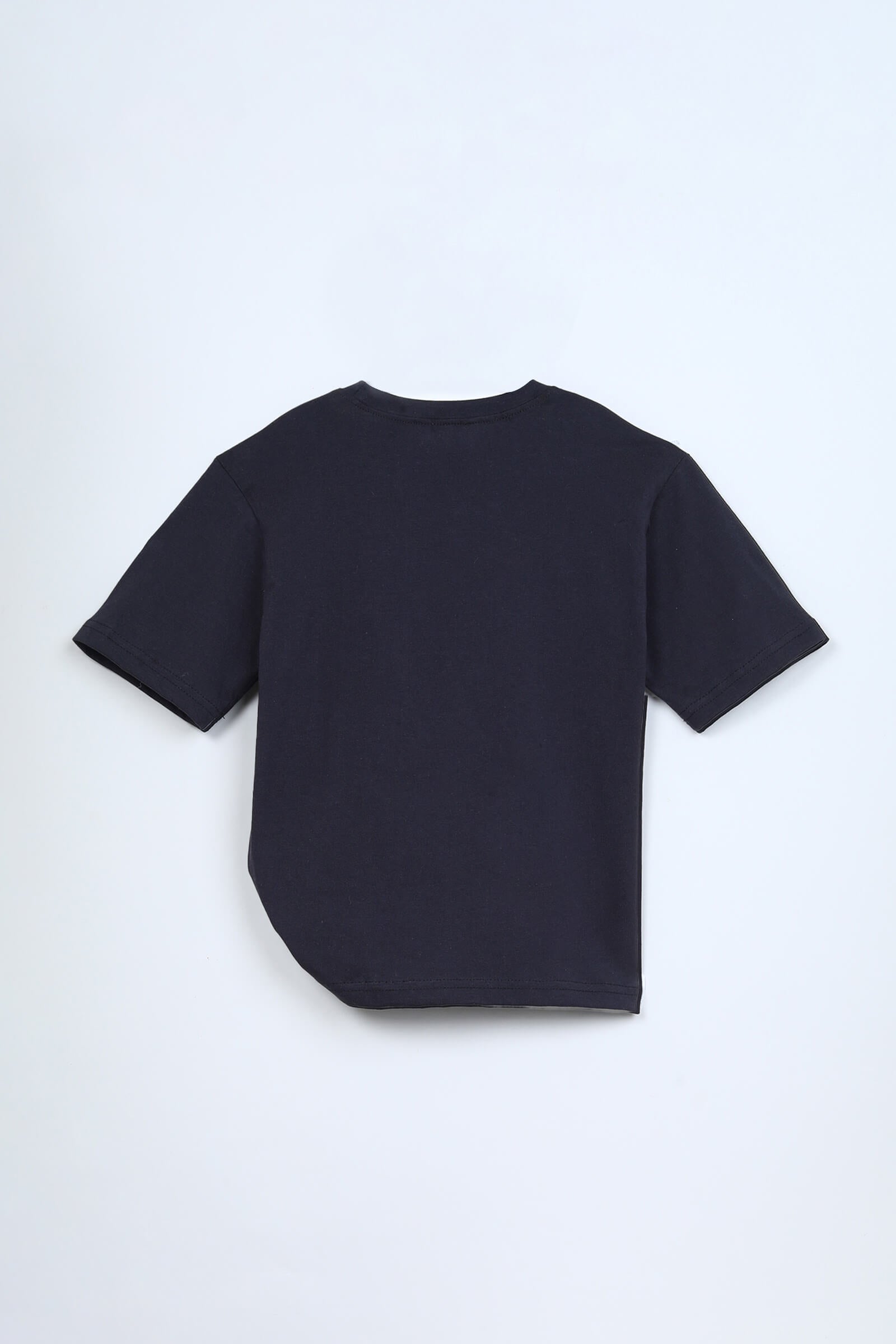 Solid tie up detail T-shirt with Sequin skirt set - Black/Silver