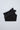 Knit sleeveless Organza ruffle detail one shoulder party crop top-Black