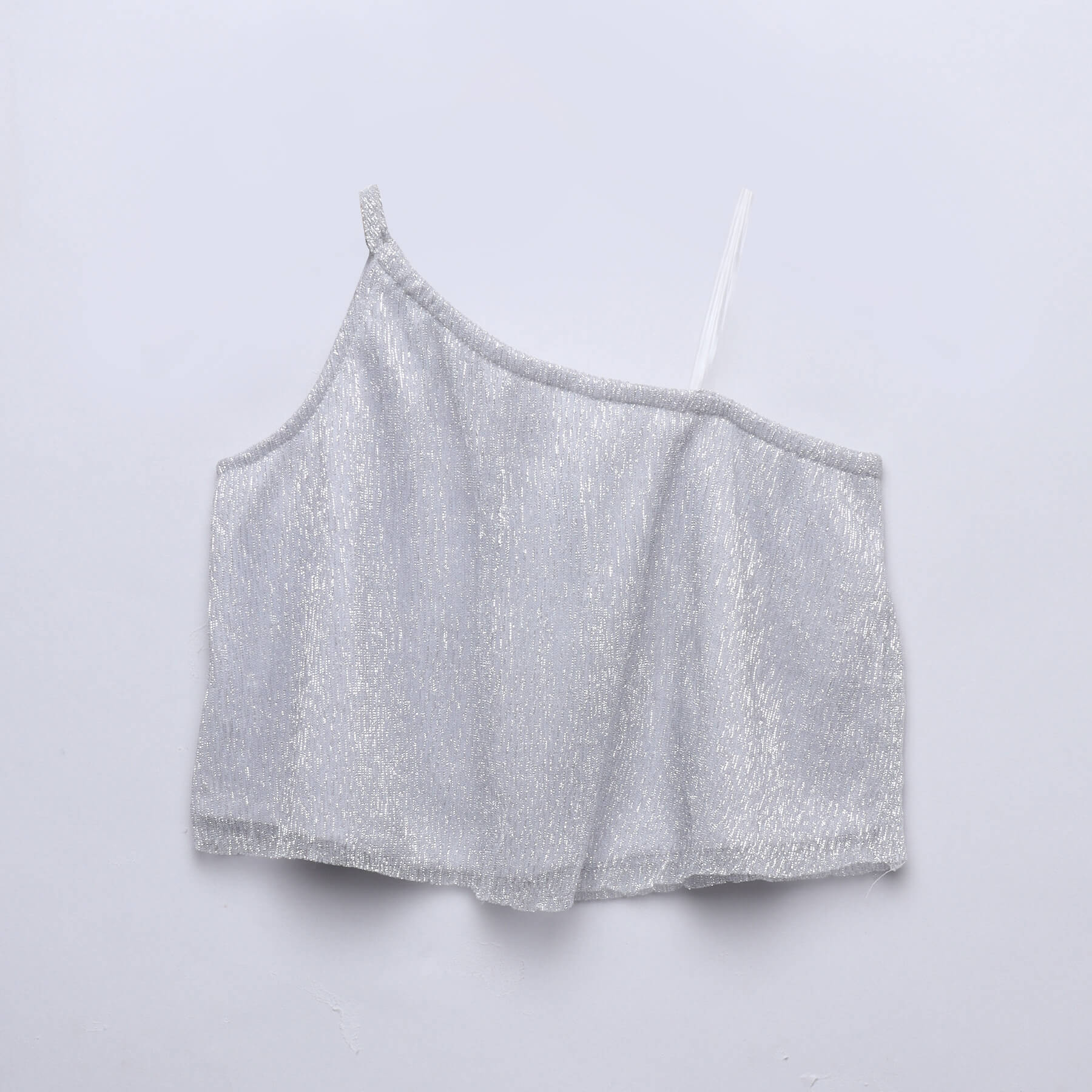 pleated asymmetric Aline party crop top-silver