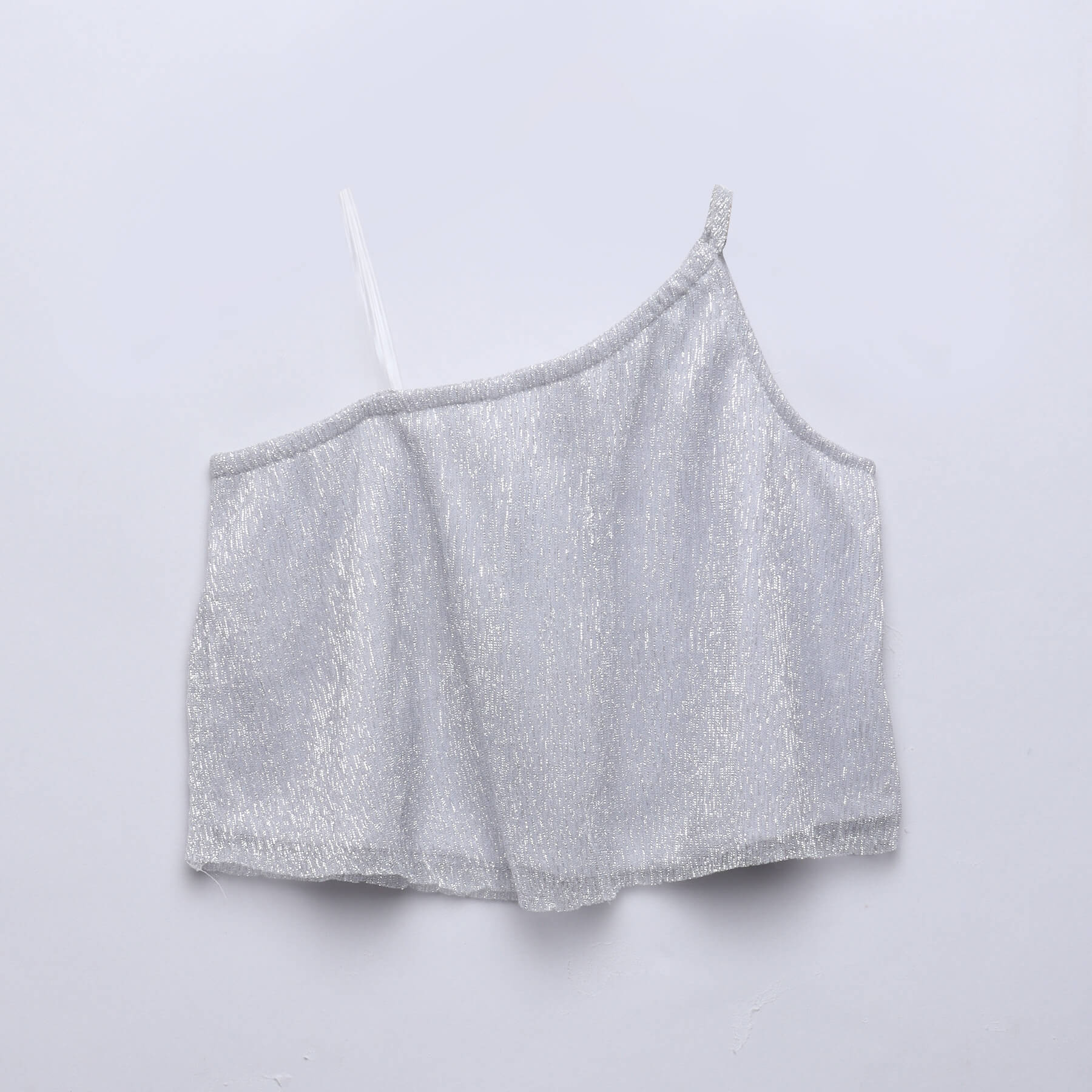 pleated asymmetric Aline party crop top-silver