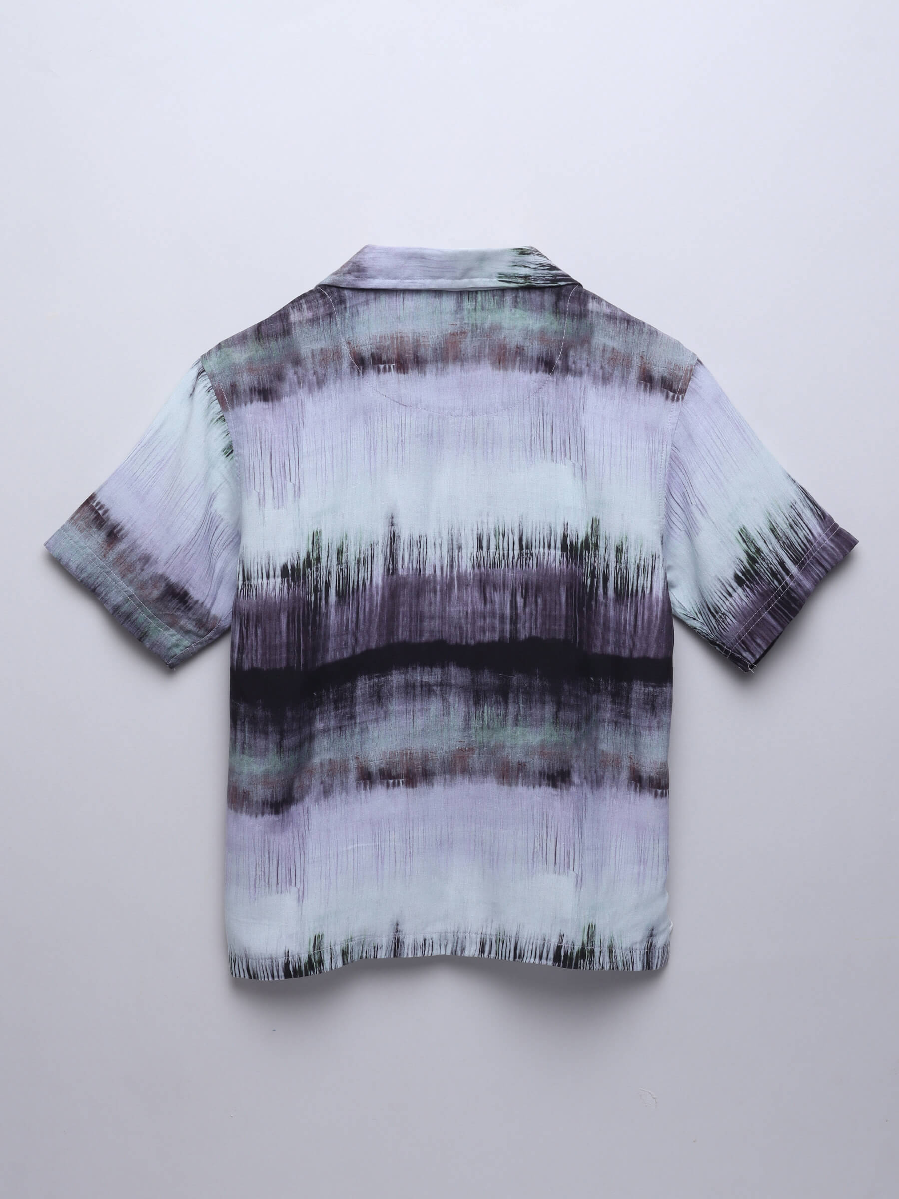 Tie and dye printed half sleeves oversized shirt- Brown/Multi