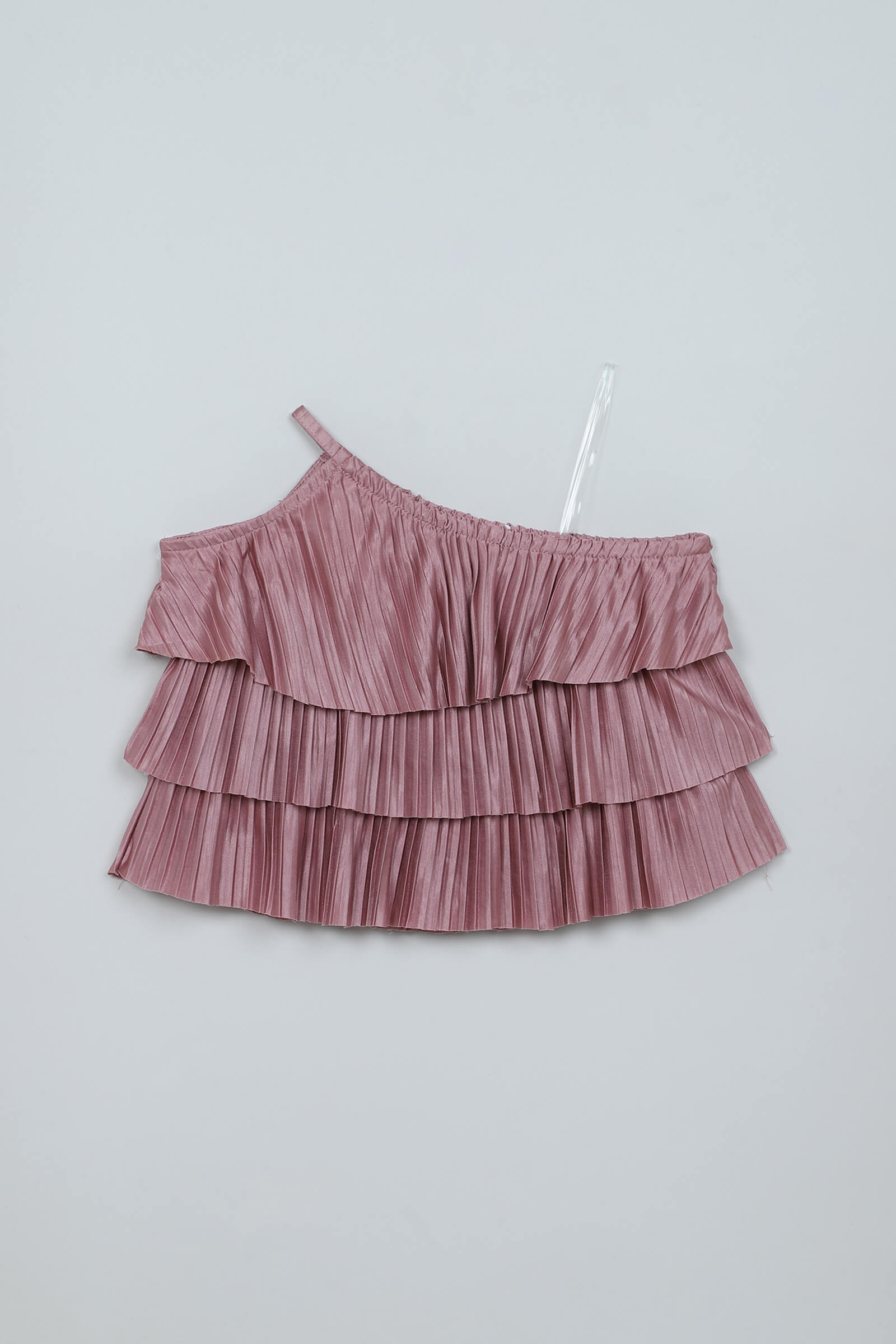 Knit Sleeveless Solid Pleated Crop Top- Onion Pink