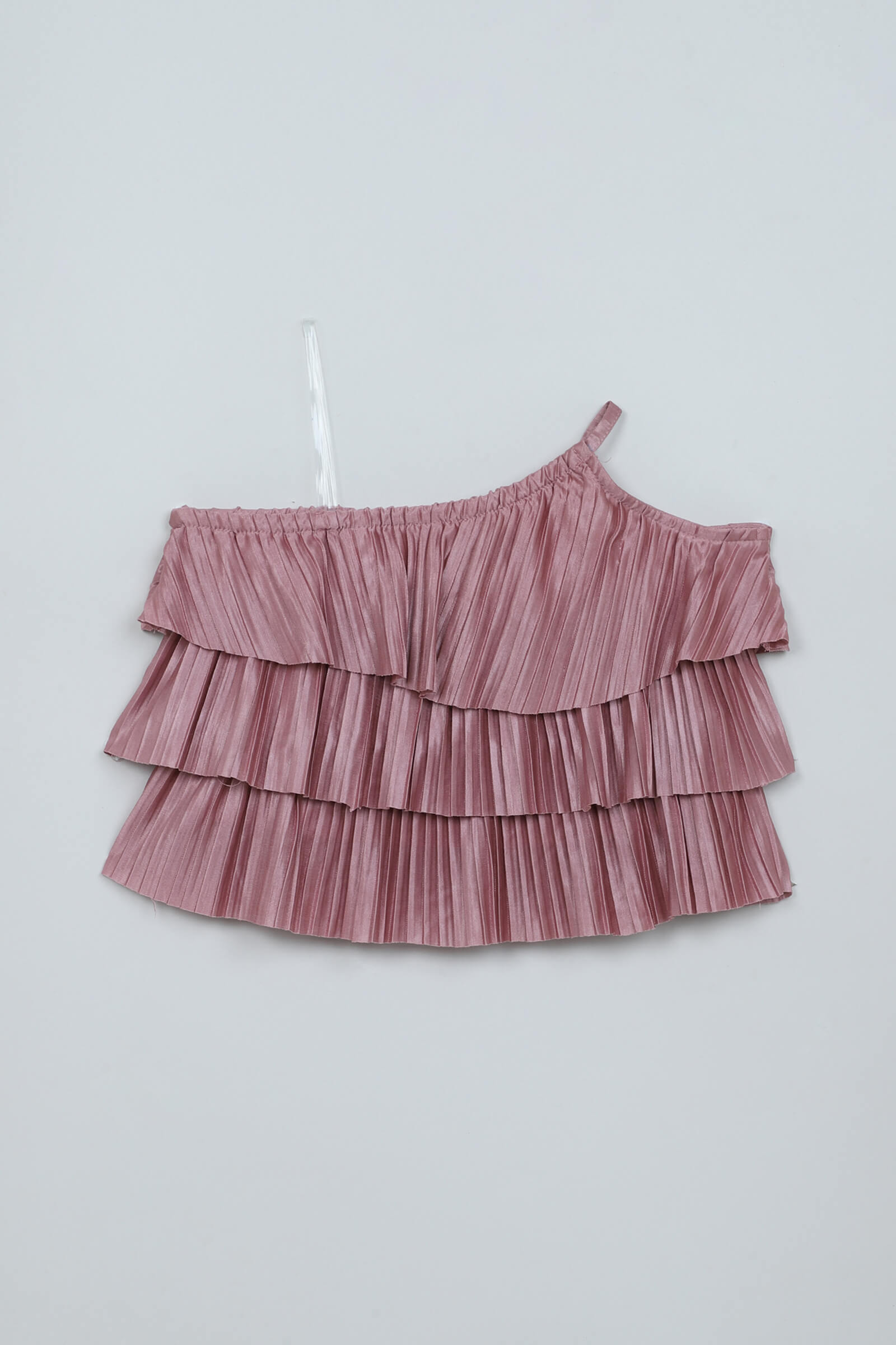 Knit Sleeveless Solid Pleated Crop Top- Onion Pink