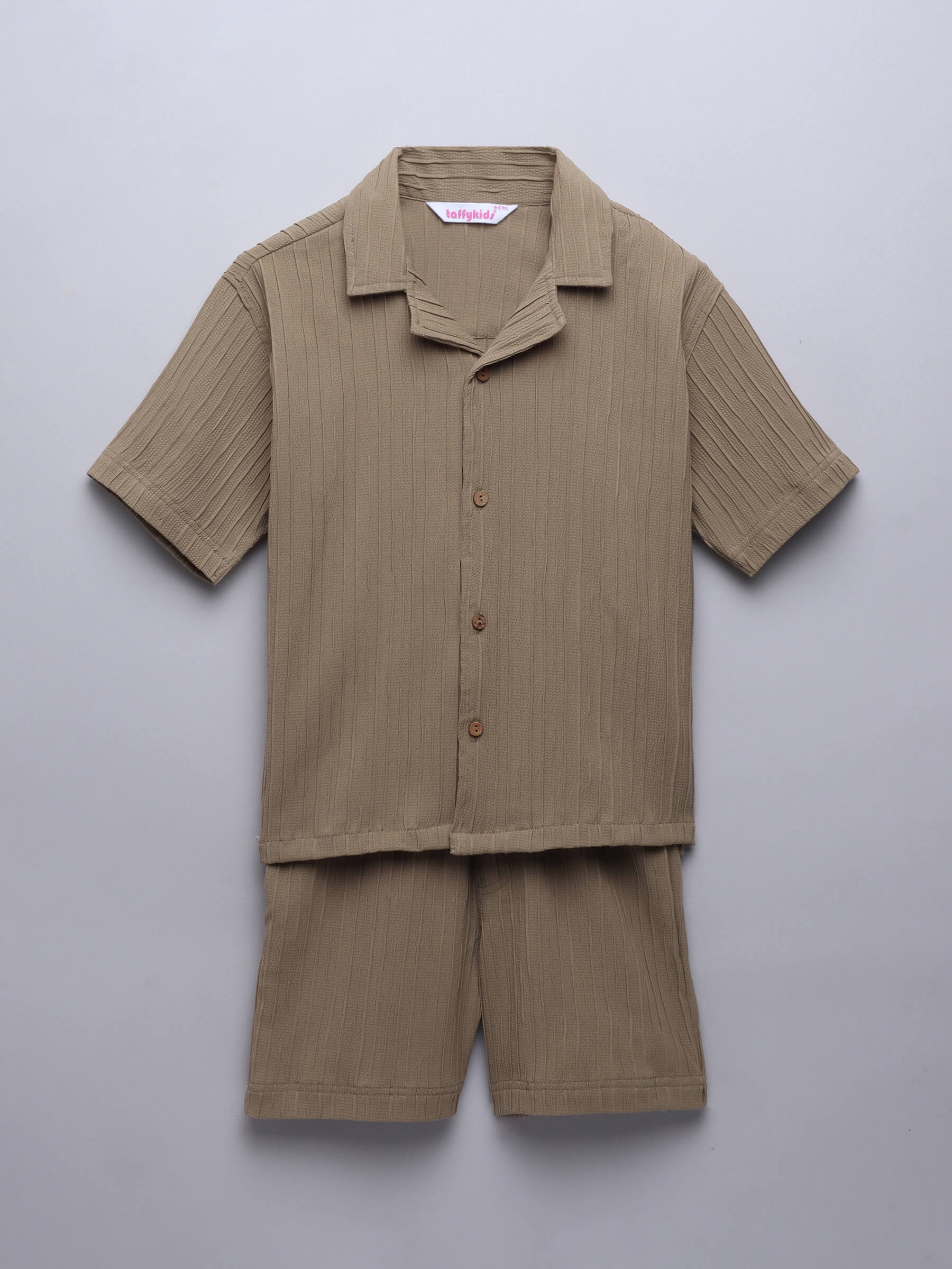 half sleeves shirt and short set-ochre