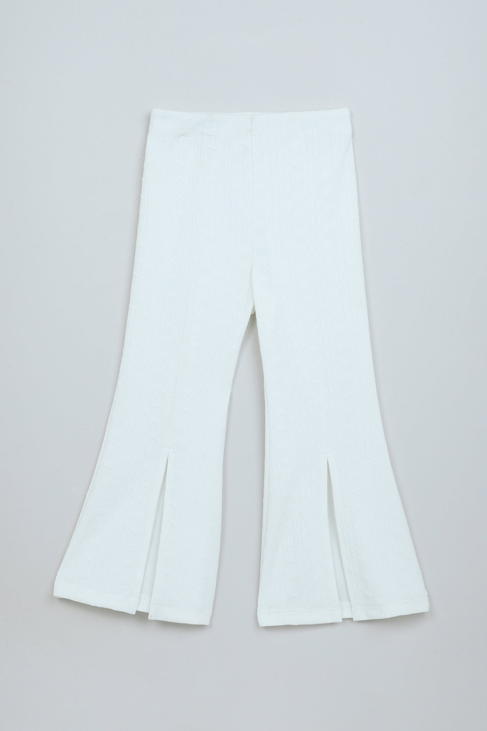 fur knit sleeveless halter crop top and Texture bell bottom pant set- Blue & white