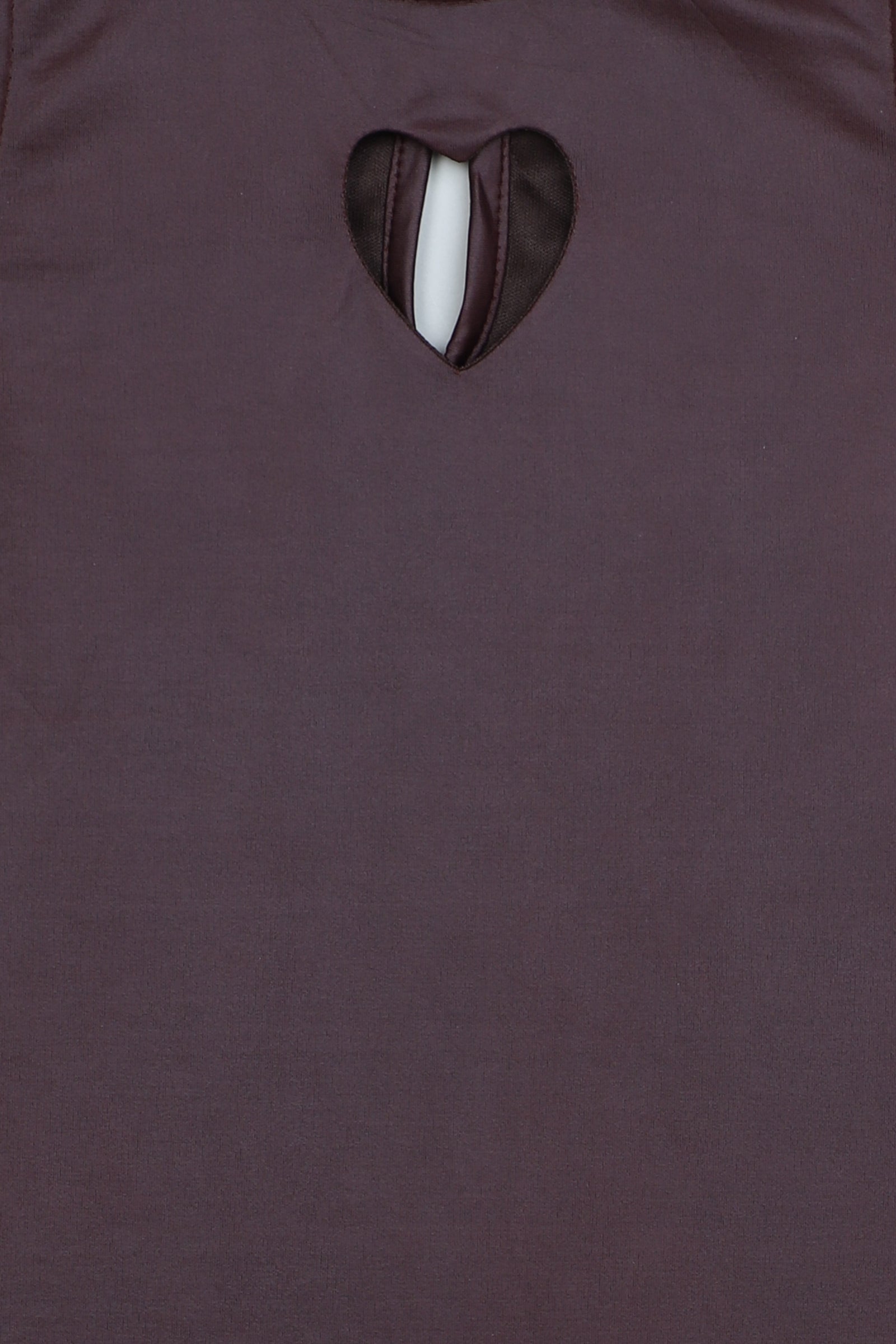 Leather Sleeveless Solid Heart cutout detail A-line Dress-  Dark Maroon