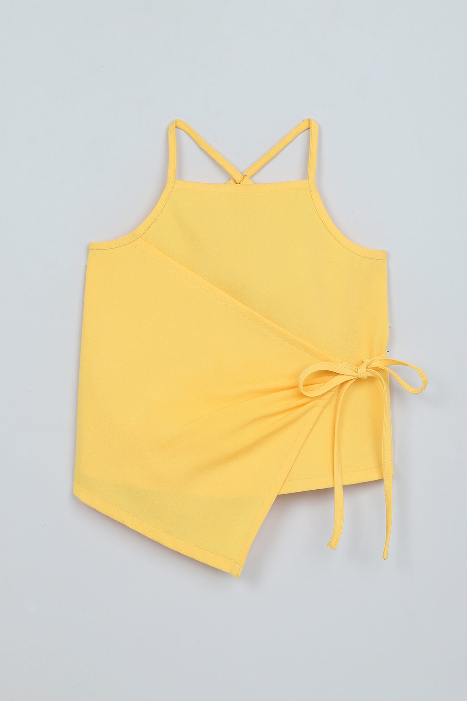 Woven Sleeveless Solid Side tie up Top - Yellow