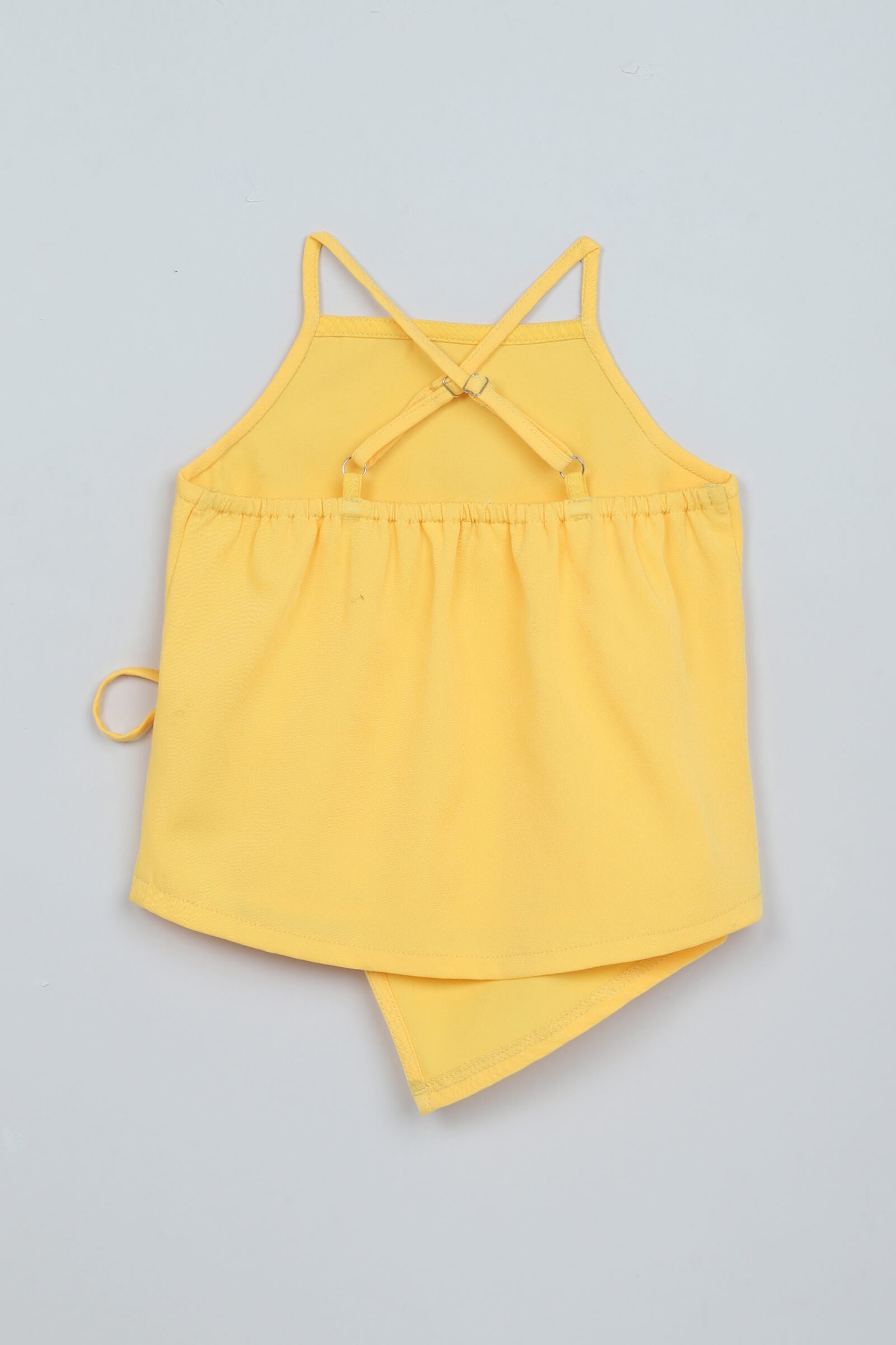 Woven Sleeveless Solid Side tie up Top - Yellow
