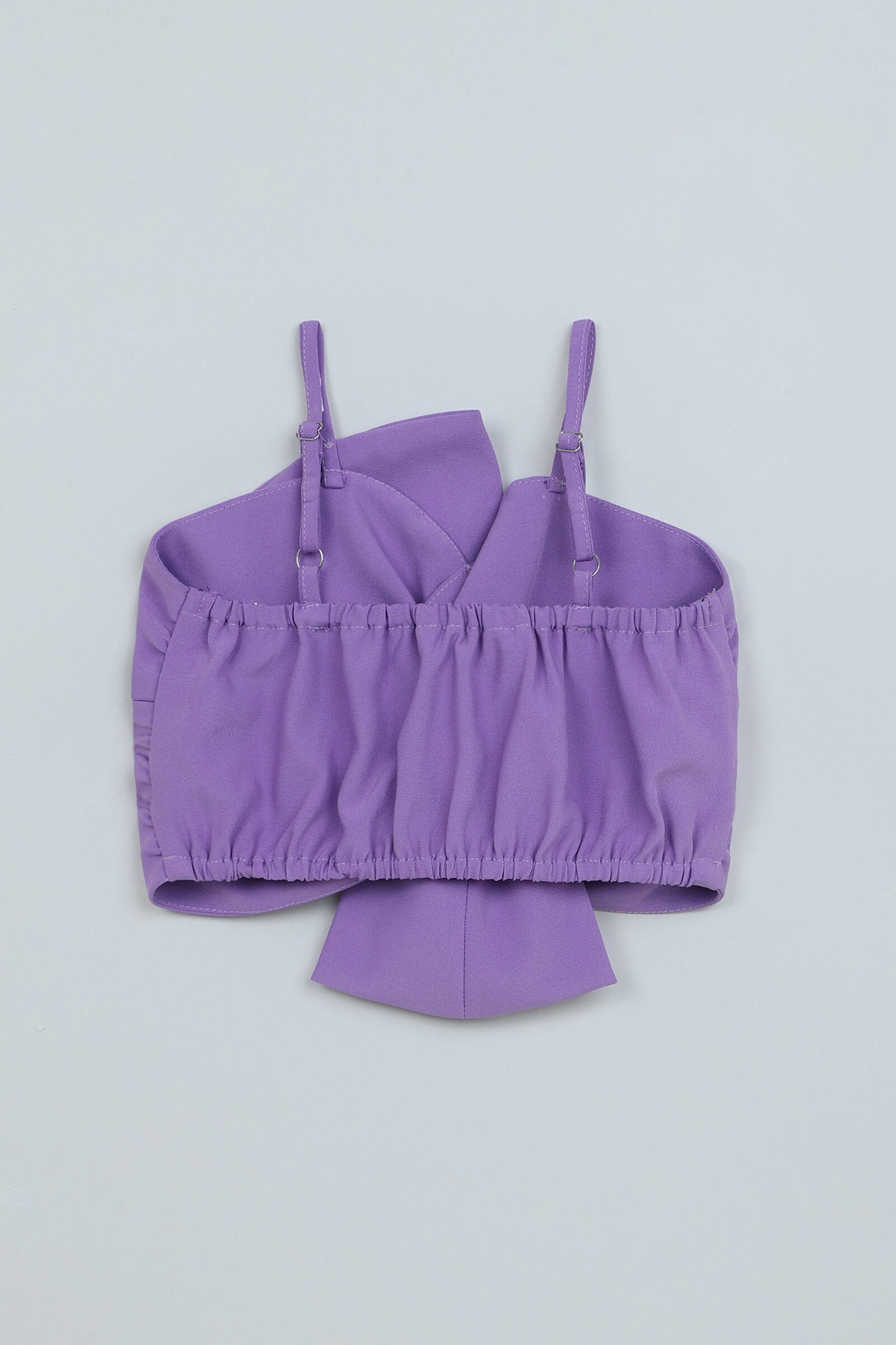 Woven Sleeveless Solid Bow detail crop top and pant set-purple