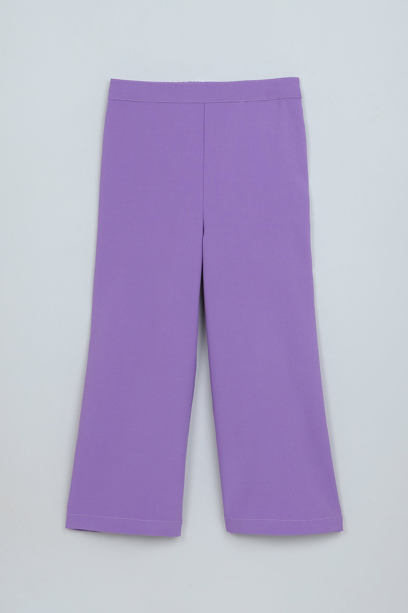 Woven Sleeveless Solid Bow detail crop top and pant set-purple