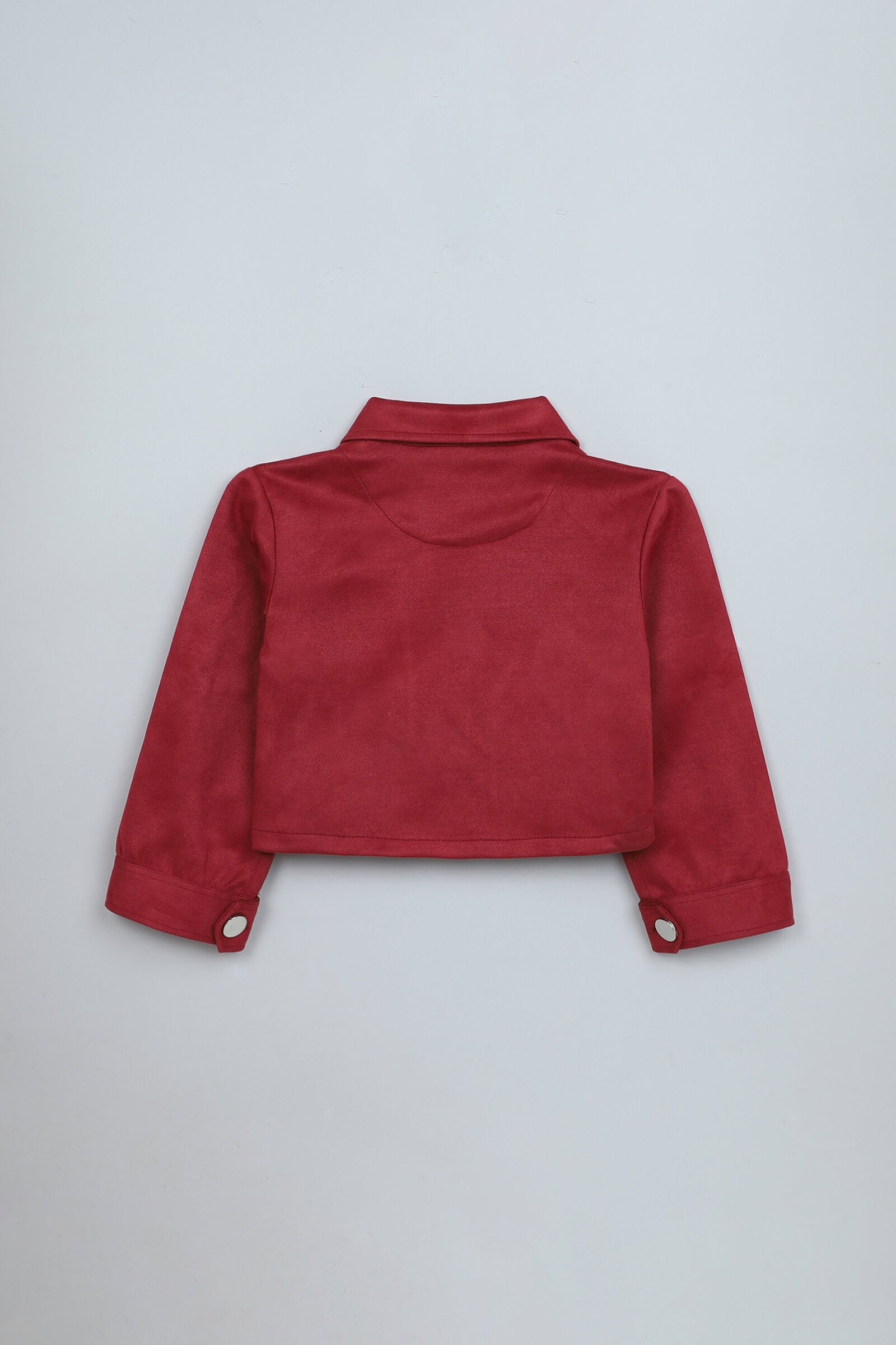 Suede Pocket detail Jacket and Matching Skort Set - Red