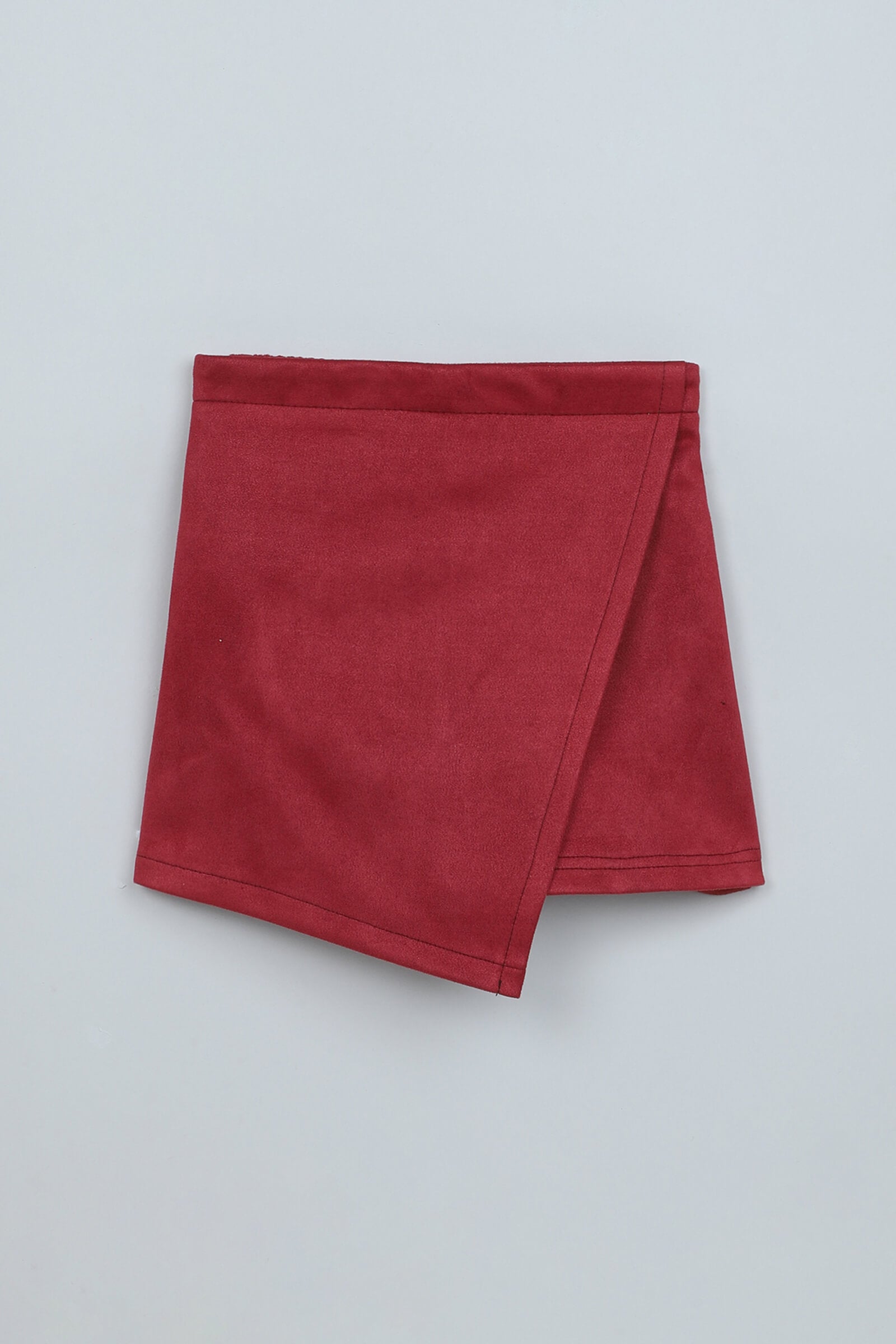 Suede Pocket detail Jacket and Matching Skort Set - Red