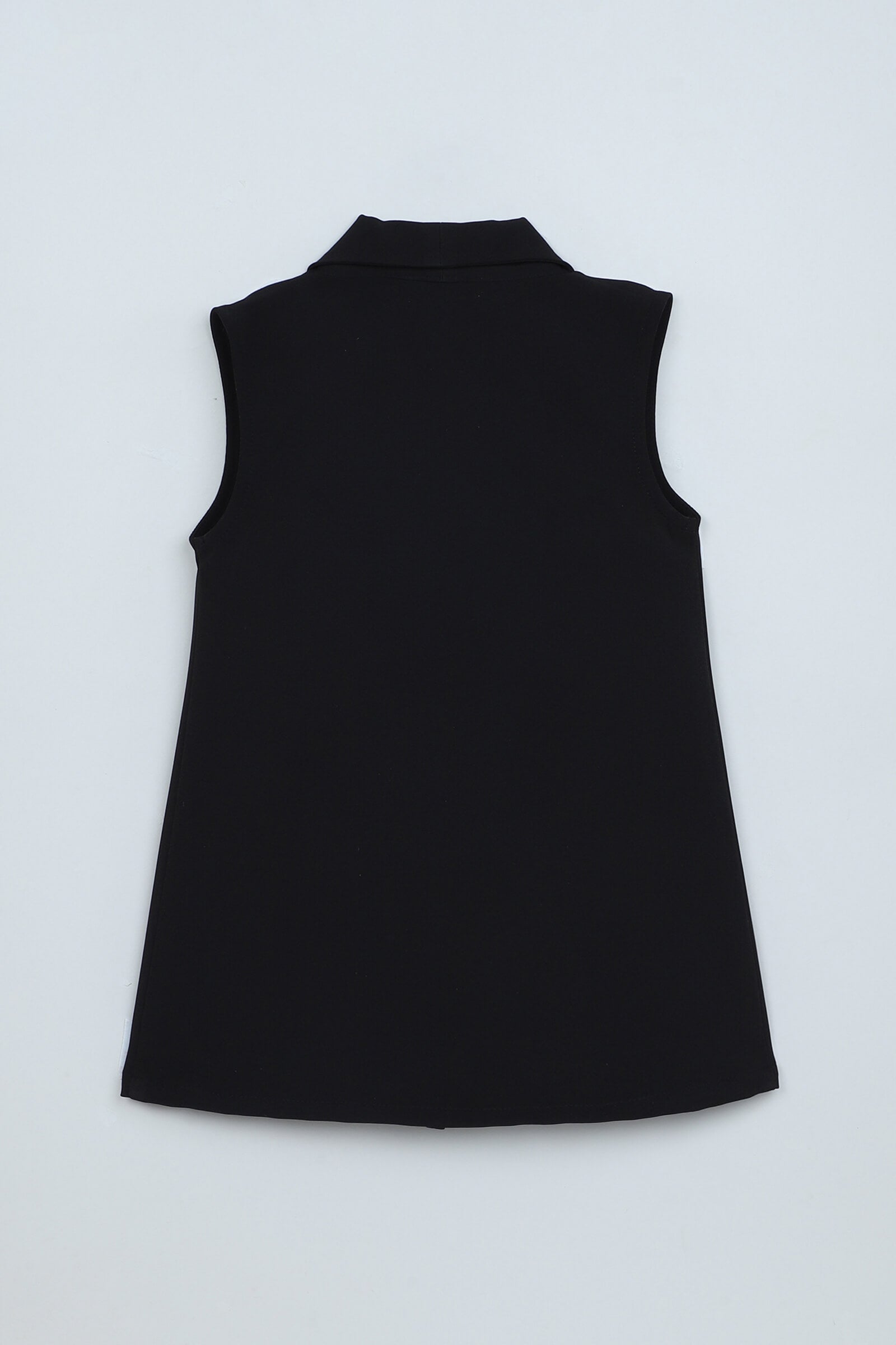 Woven Sleeveless Long Jacket with Sequin Skirt and Inner- Black