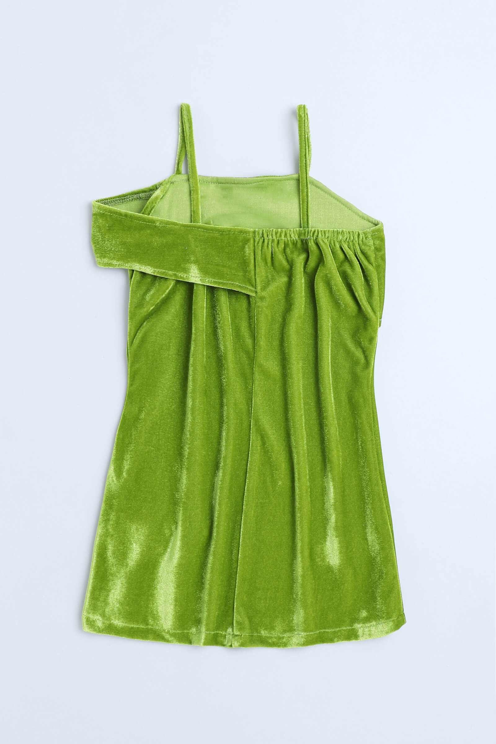 Velvet Sleeveless Solid Bow detail Party Dress - Green