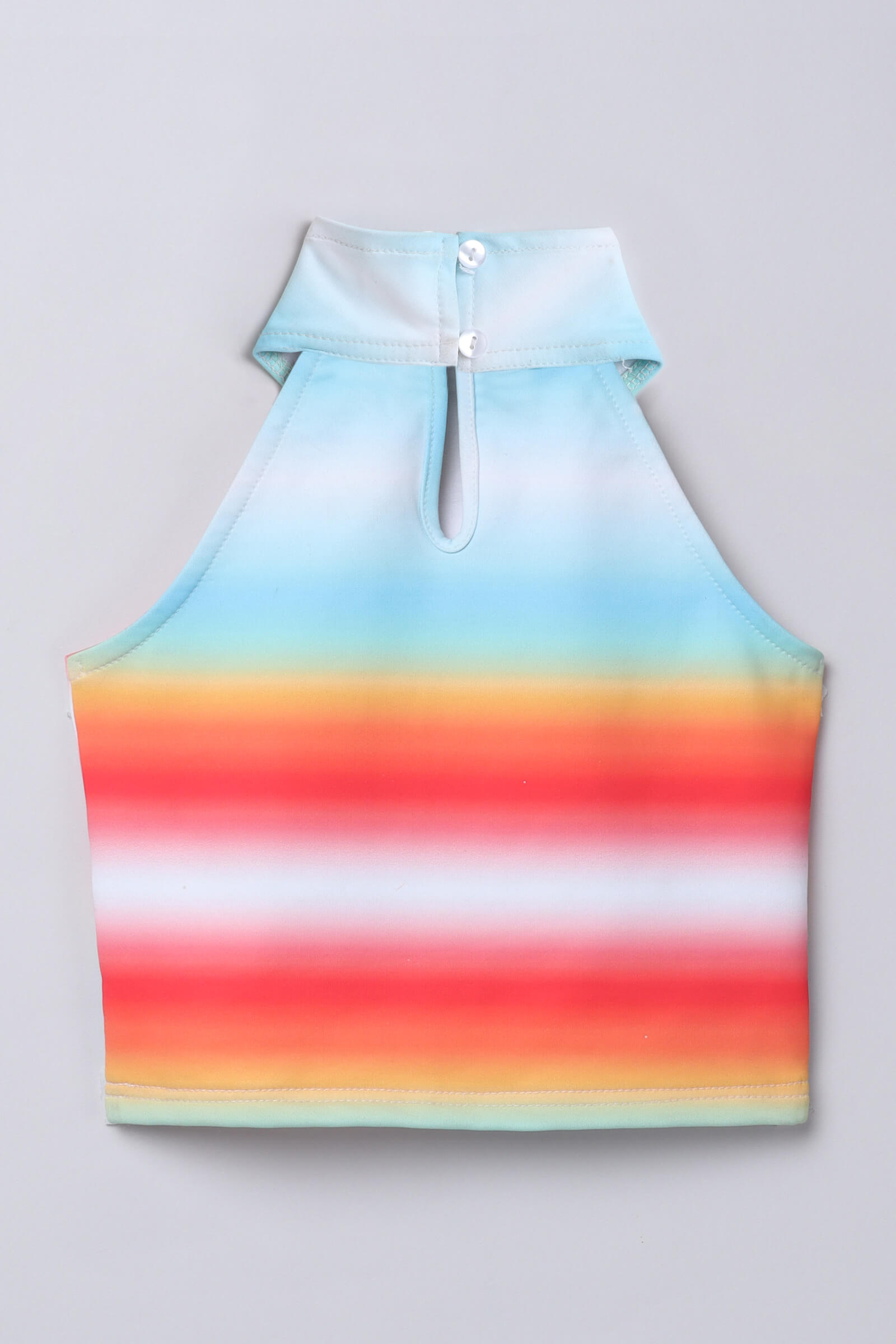 Sleeveless Ombre printed halter neck crop top-Multi