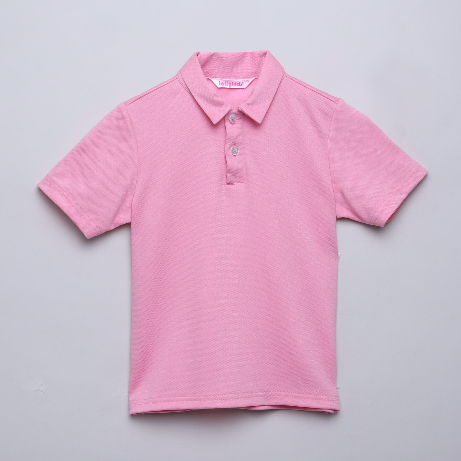 Solid half sleeves collar T-shirt-Pink