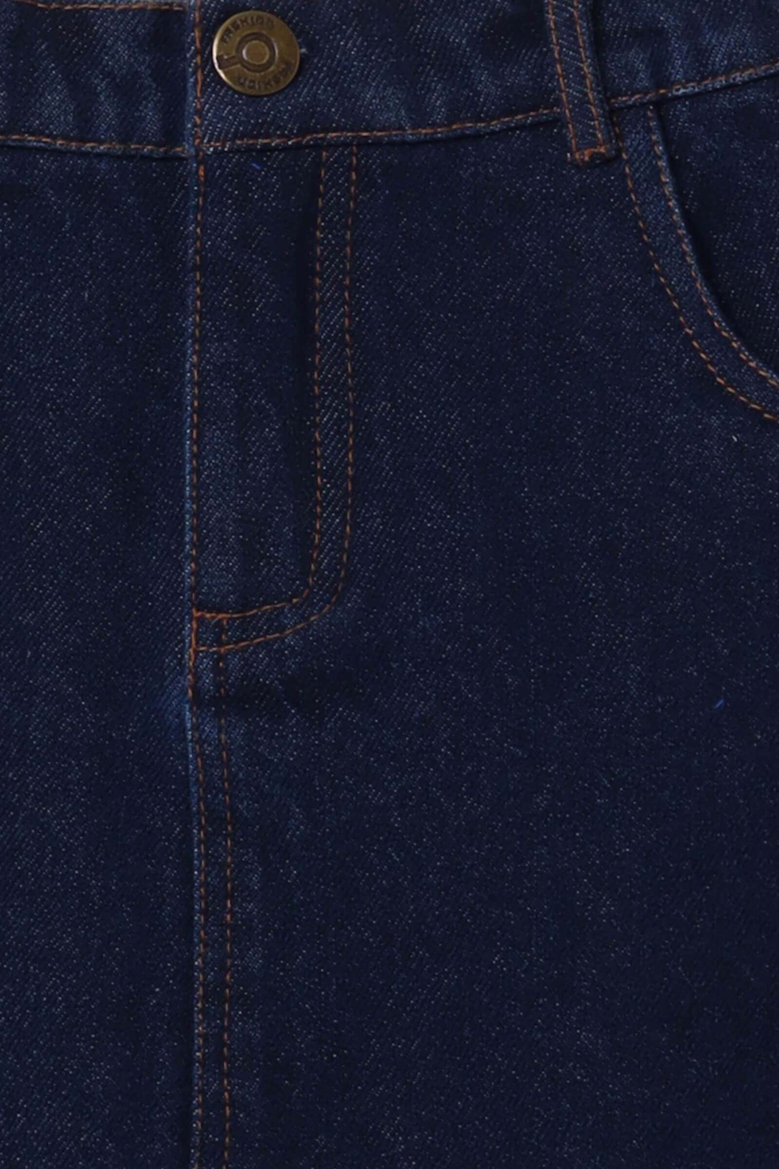 denim above knee length pocket detail skirt-Blue