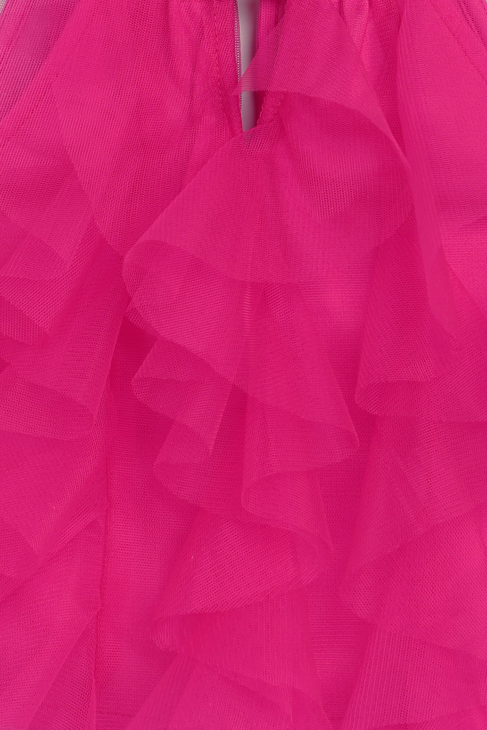 Net knit sleeveless  Ruffle Aline crop top- Pink