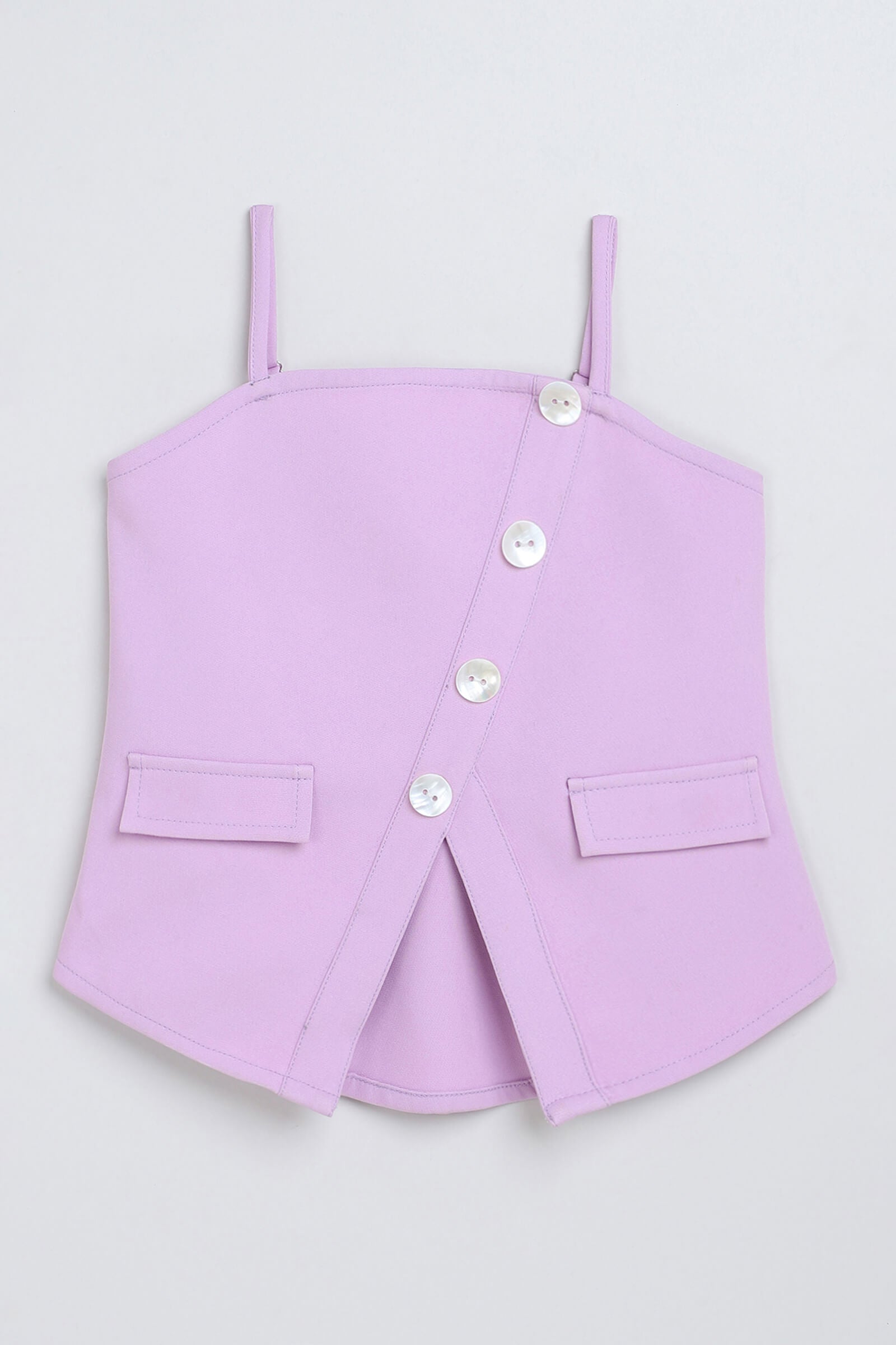 woven sleeveless solid singlet Aline top- Lilac