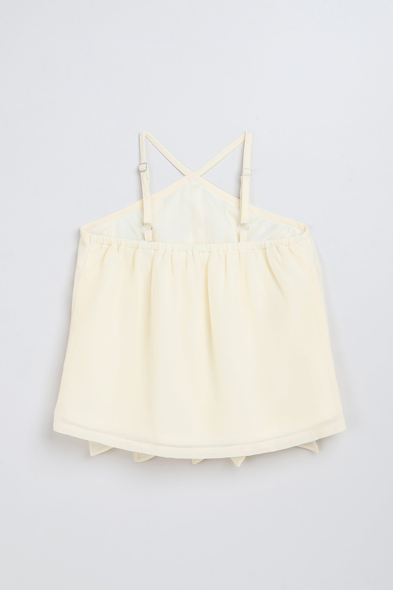 Georgette woven sleeveless ruffle detail Aline top- Cream
