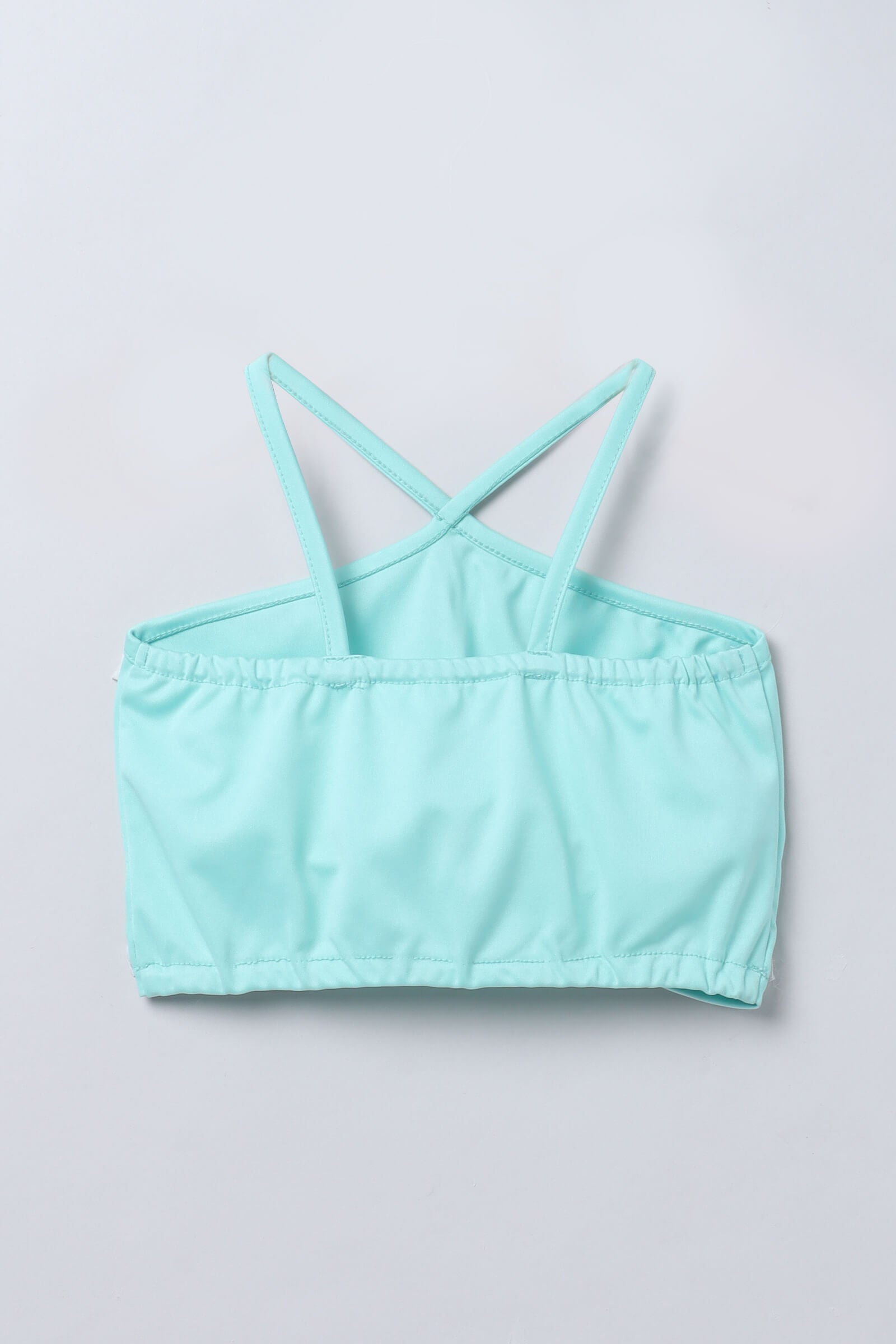 sleeveless halter neck cut out crop top-Mint green