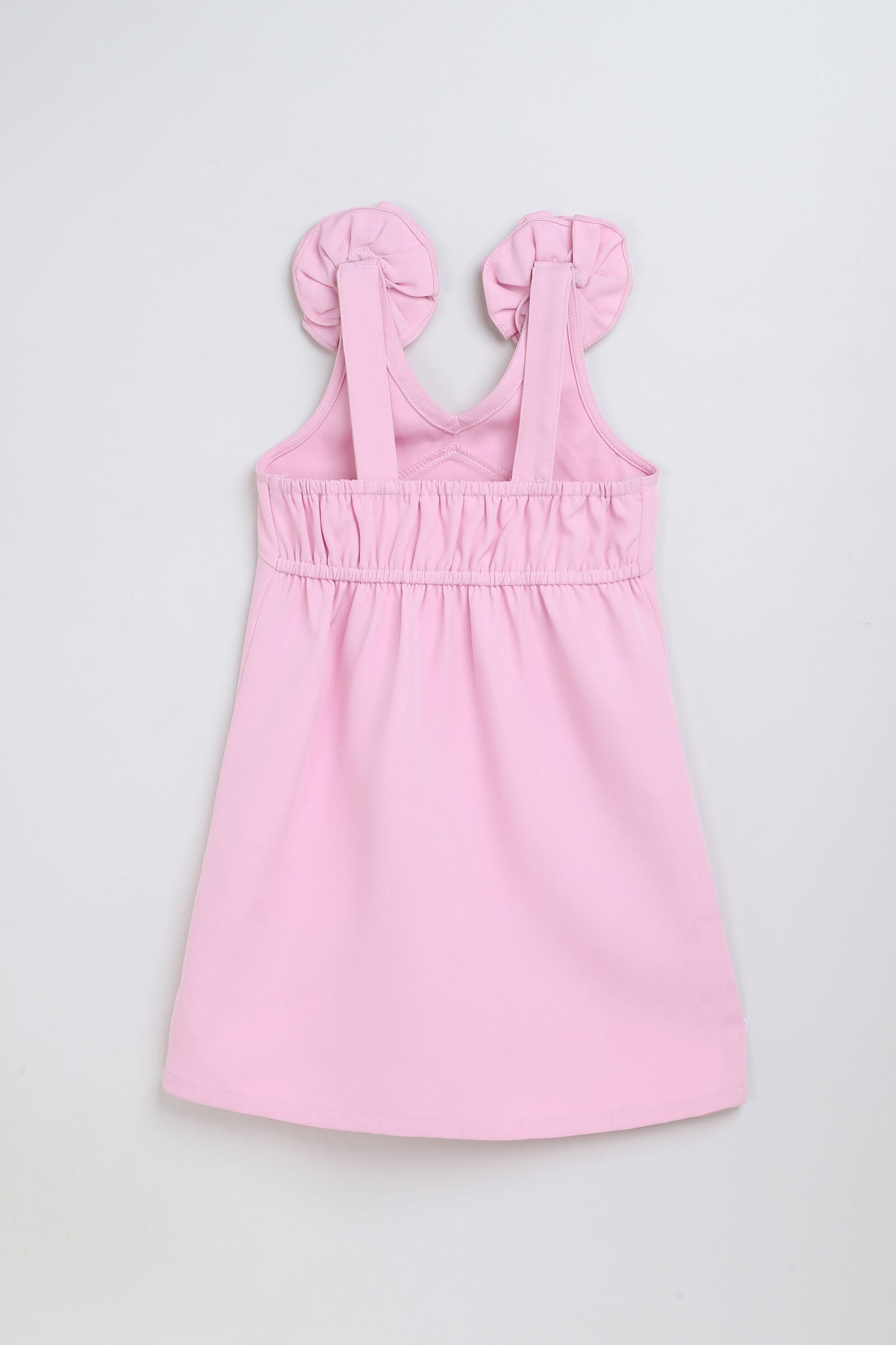 woven sleeveless shoulder flower detail Aline dress- Pink