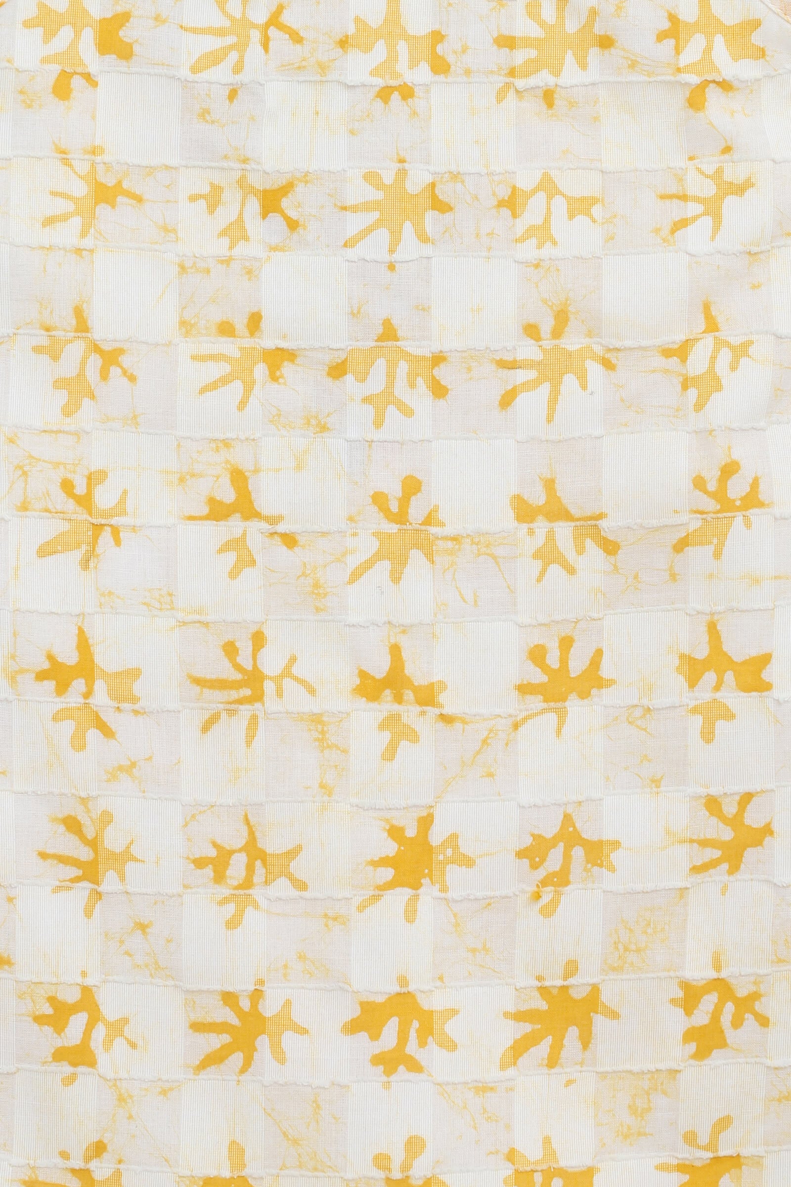 100% cotton woven sleeveless abstract printed halter neck Top-Yellow