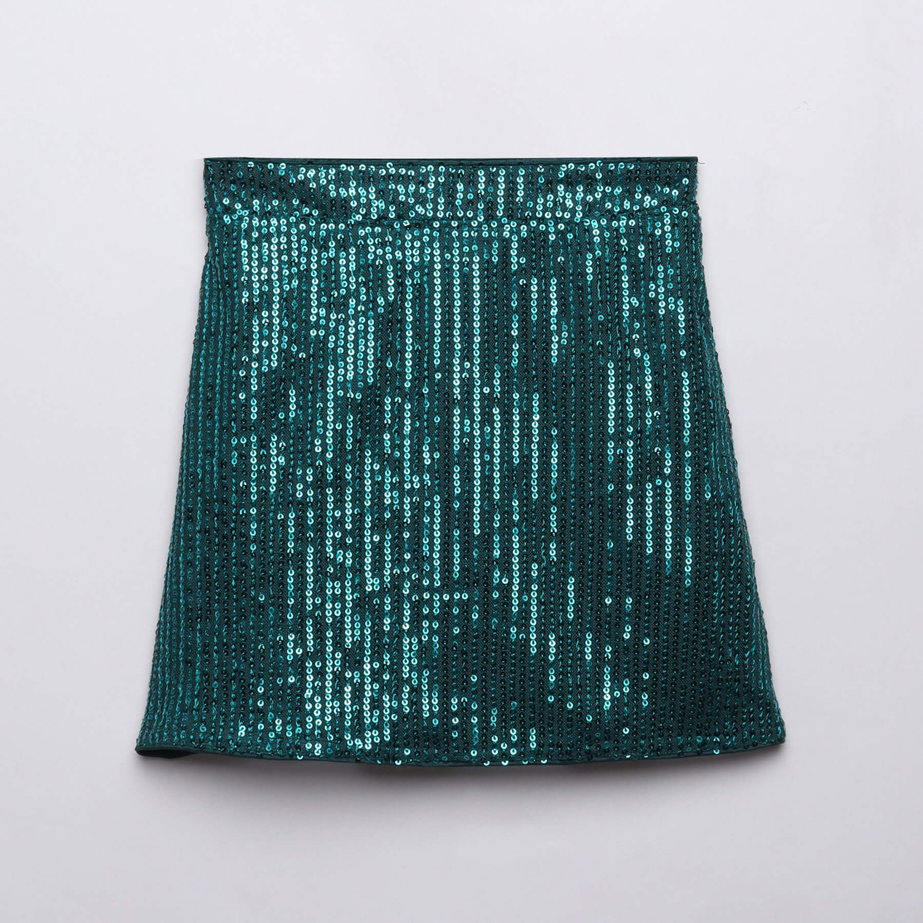 sequins embellished knee length skirt-Green