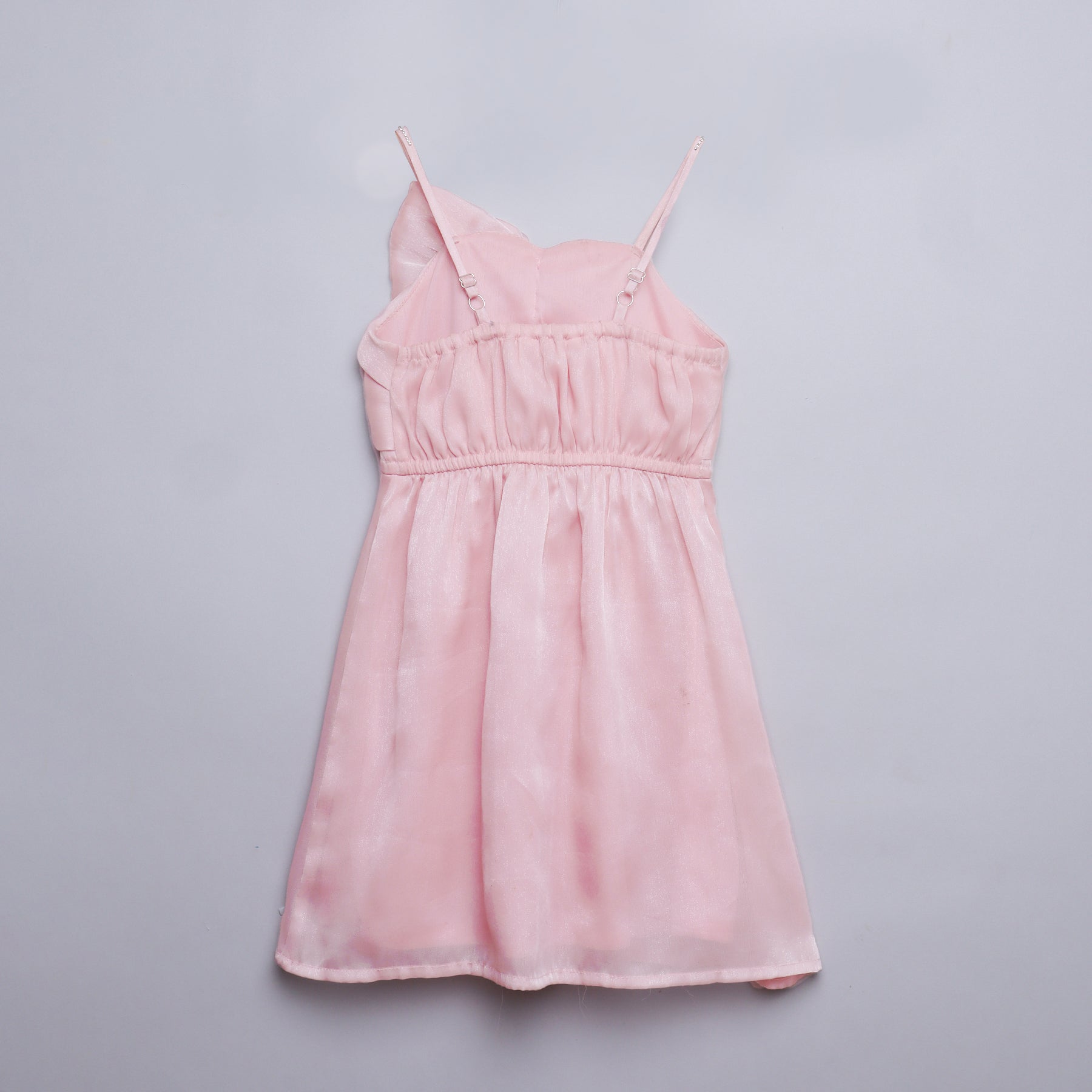 organza bow detail singlet party dress-Peach