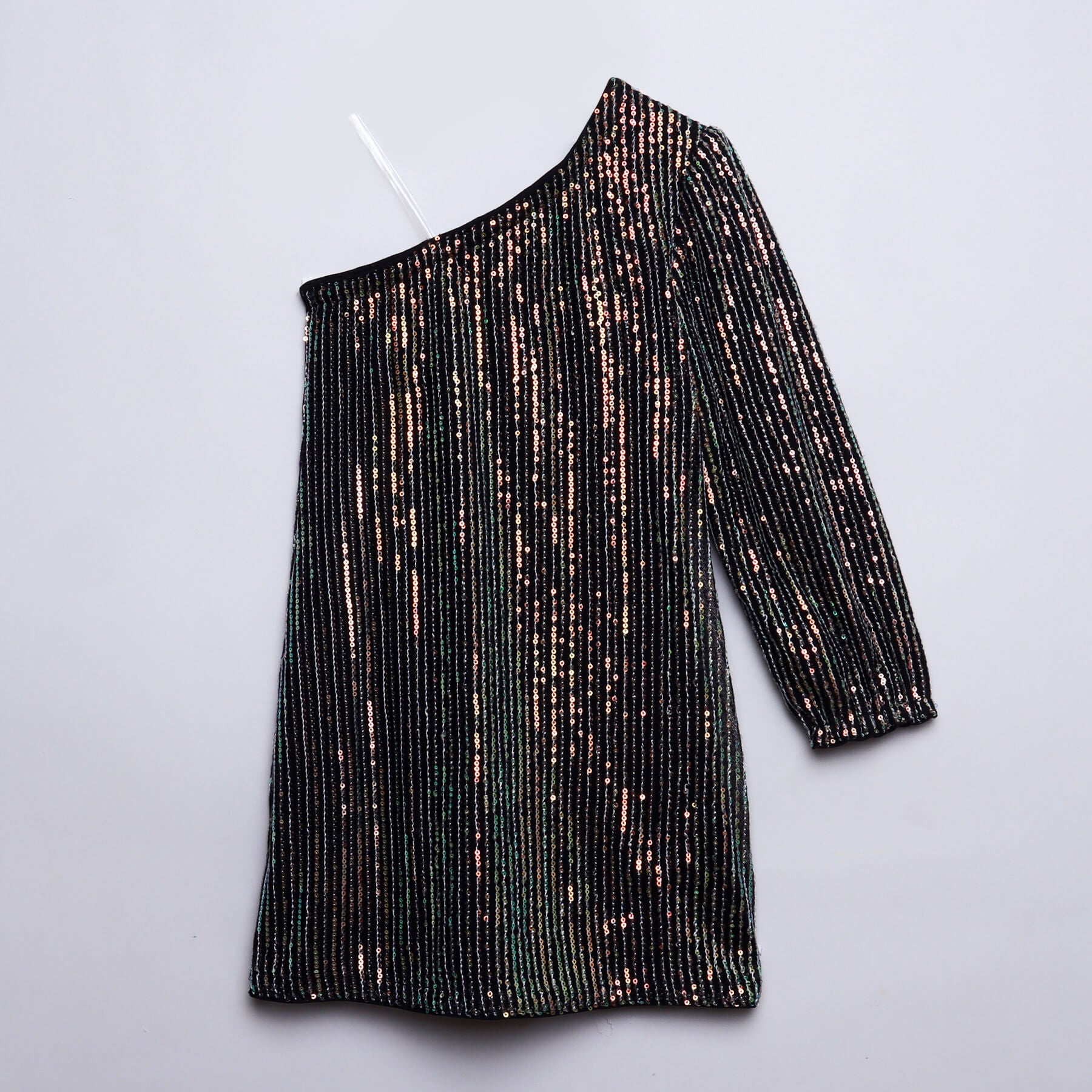 Sequin one shoulder A-line party dress- Black – taffykids
