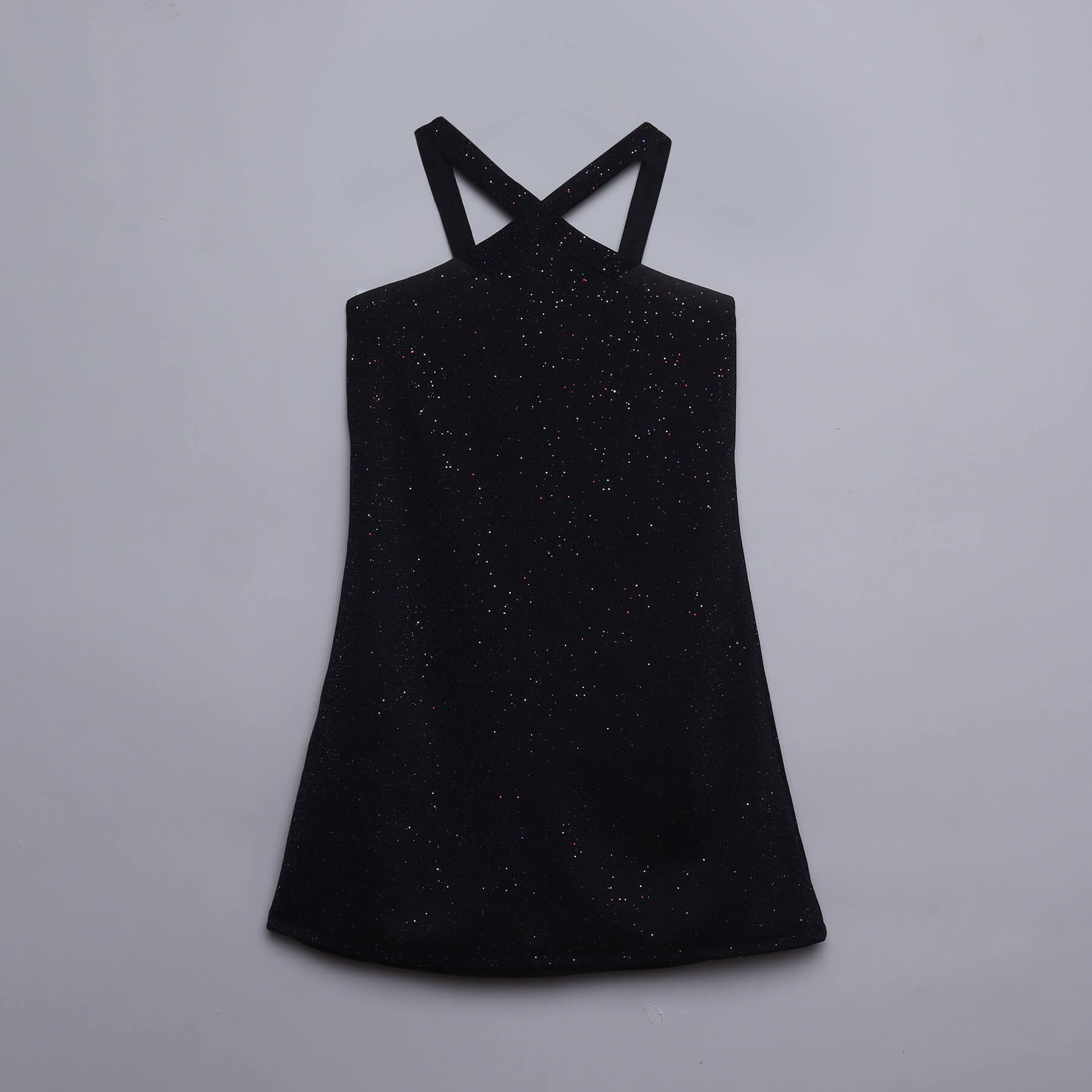 Glittered halter neck party dress-Purple/Black