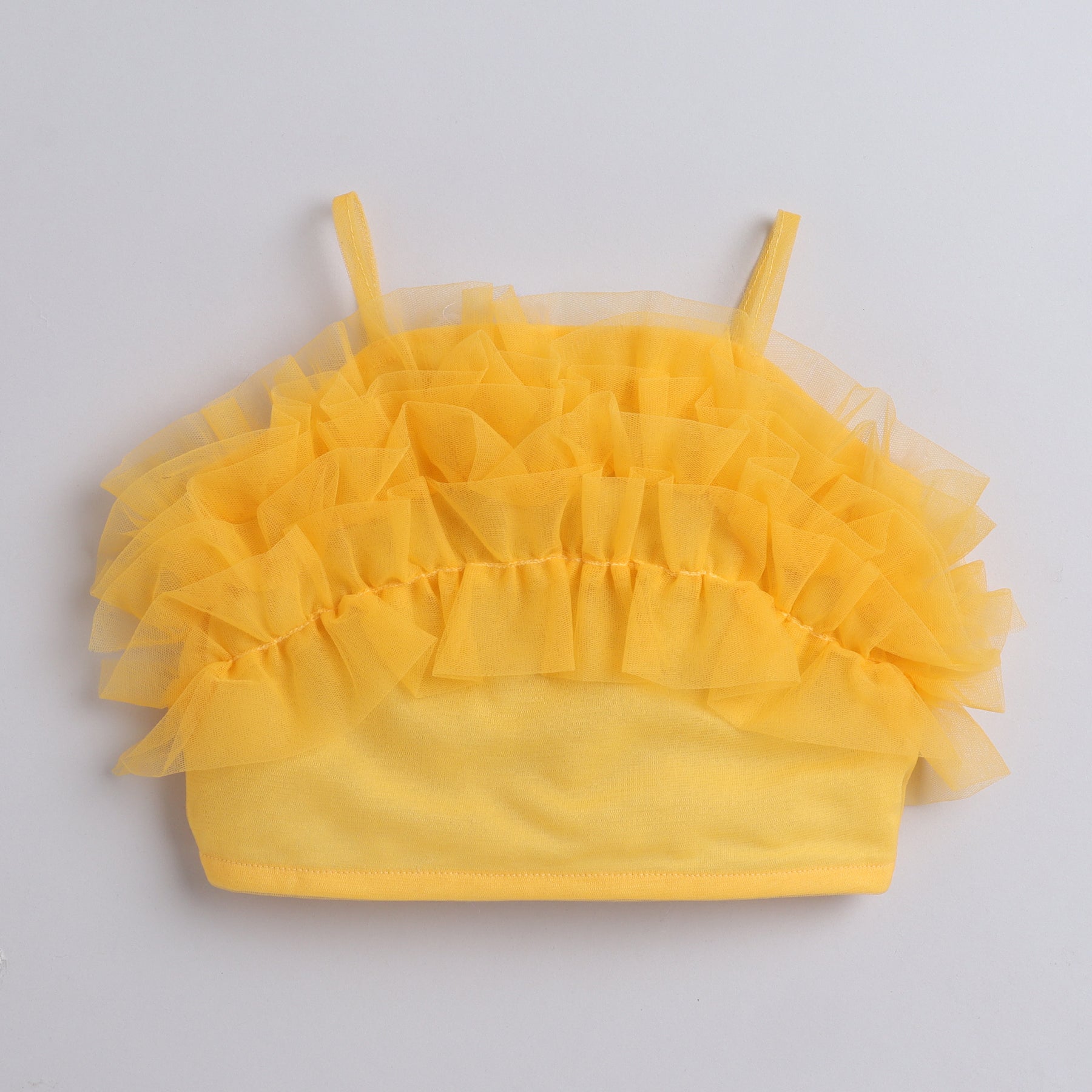 ruffle detail singlet party crop top-Yellow